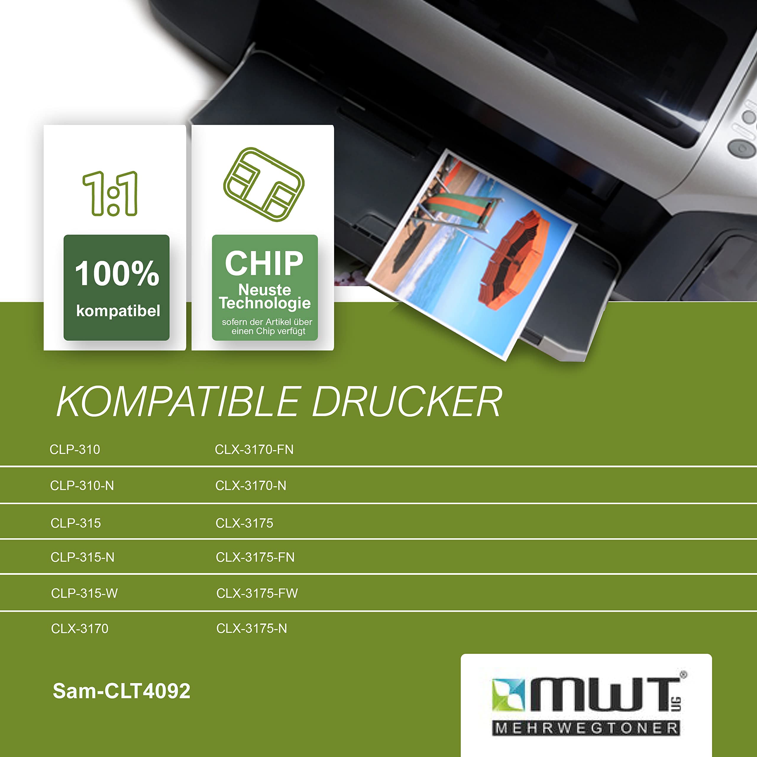Mehrwegtoner Toner 8X toner kompatybilny jako zamiennik do Samsung CLX3170 CLX3175 zastępuje CLT-P4092C czarny niebieski czerwony żółty