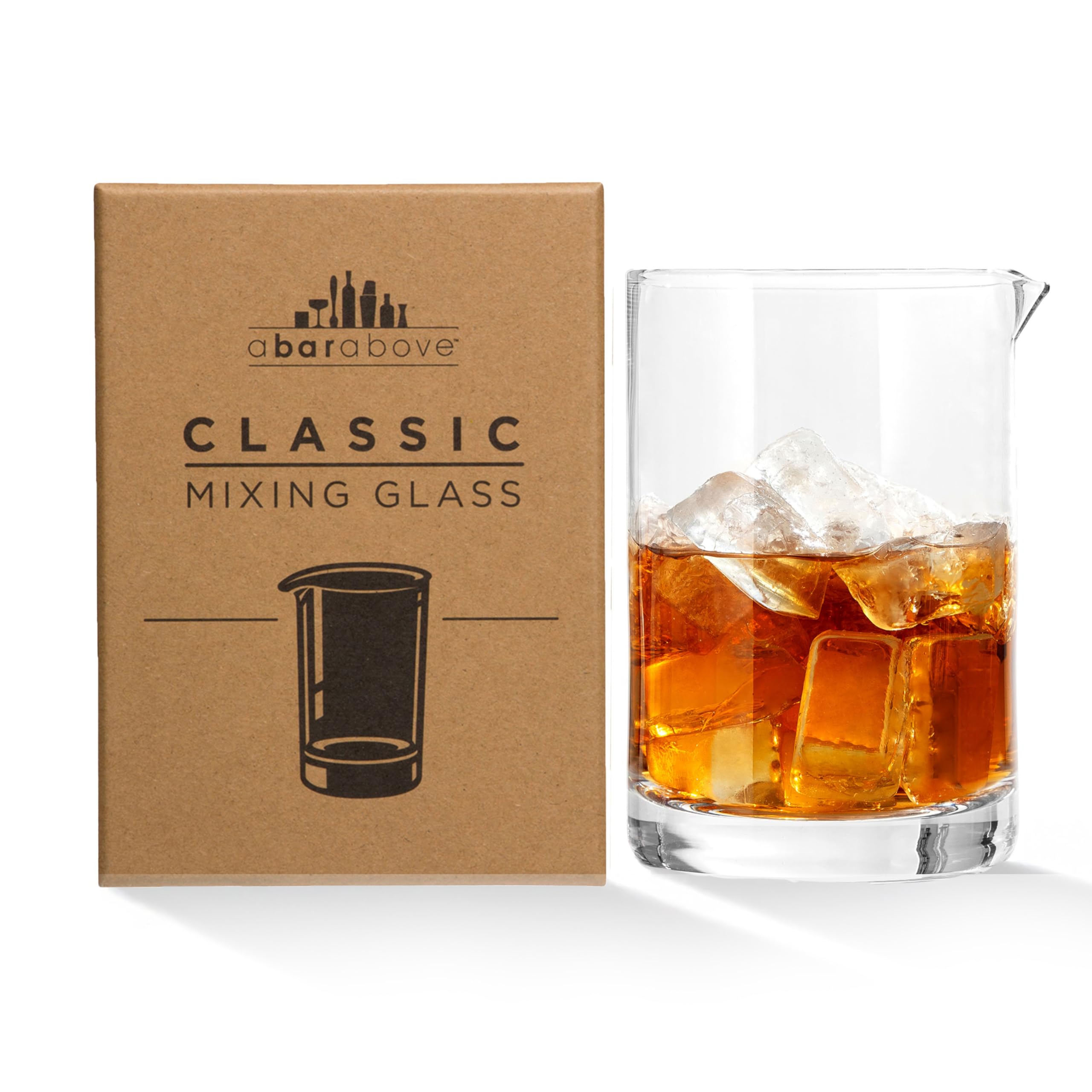 A Bar Above Cocktail Mixing Glass, Classic Style Crystal Stirring Pitcher, Thick Weighted Base for Stable Stirring, 18 Oz Drink Mixer, Bar Accessories, Ideal for Craft Cocktails at Home or Bars