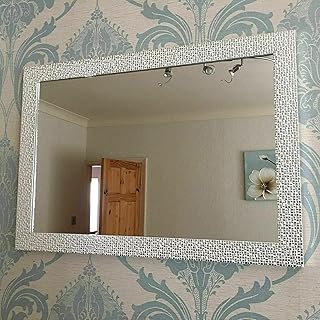 Biznest Mosaic Effect Resin Large Wall Mirror 48X68Cm, Home Decorative, Living Room, Bedroom Room (Silver)