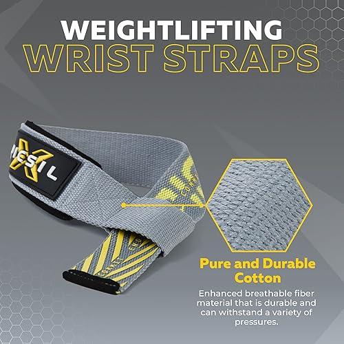 Miniatura 10 de PICSIL Correas de muñeca acolchadas para levantamiento de pesas, correas de levantamiento de pesas extendidas para apoyo de agarre, correas