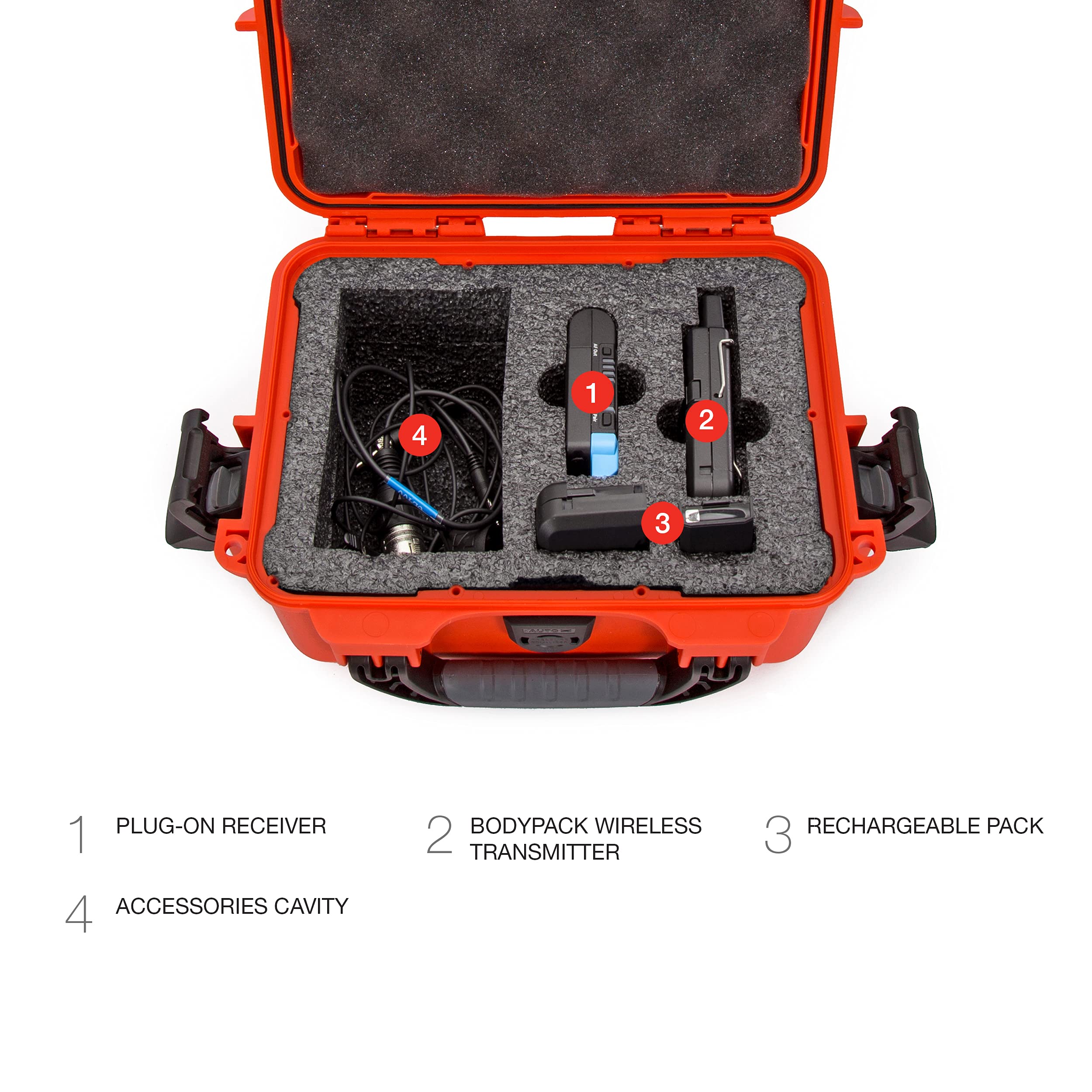 Nanuk 904 Wasserdichte Hartschale mit Schaumstoffeinsatz für Sennheiser AVX Set, Orange