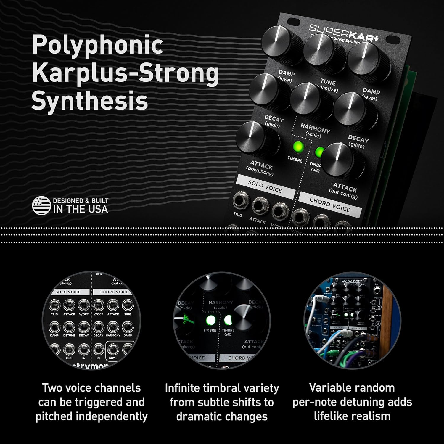 Strymon SuperKar+ 32 Voice Karplus Strong Synth Eurorack Module for Modular Systems, Guitar, Pedalboards and Keyboard