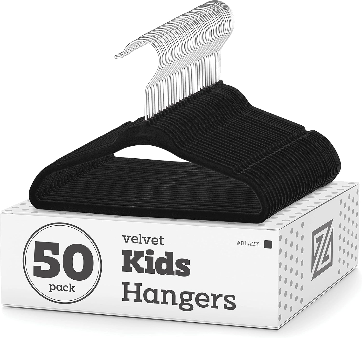 ZOBER Premium Kids Velvet Hangers (14” Inch 50 Pack) Non