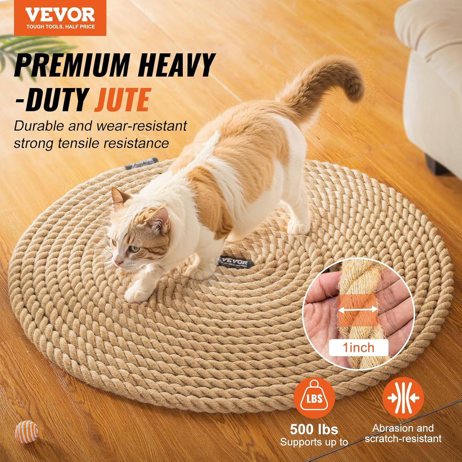 VEVOR Gym Climbing Rope, 1" Diameter Mutiple Length Gym Fitness Training Rope, Adult Training Rope, DIY Decorations for Home & Pets