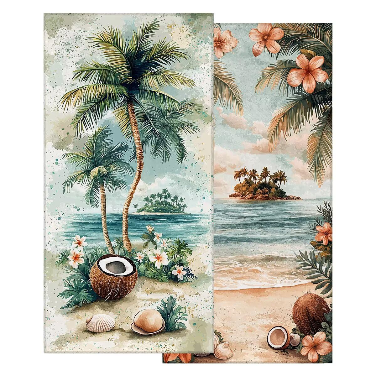 Juego de 2 Toalla Playa Grande 100x200 cm, Secado Rapido Toalla Microfibra Gimnasio, Antiarena Toallas de Playa Coco, Grande Ligera Compacta Toallas Microfibra Mujer Hombre para Viaje Piscina -5096