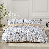 Vista 10 de SAPHREAS Juego de funda de edredón, 100% algodón extrasuave, tamaño individual, lavanda, 2 piezas, 1 funda de edredón de 68 x 90 pulgadas con Crema