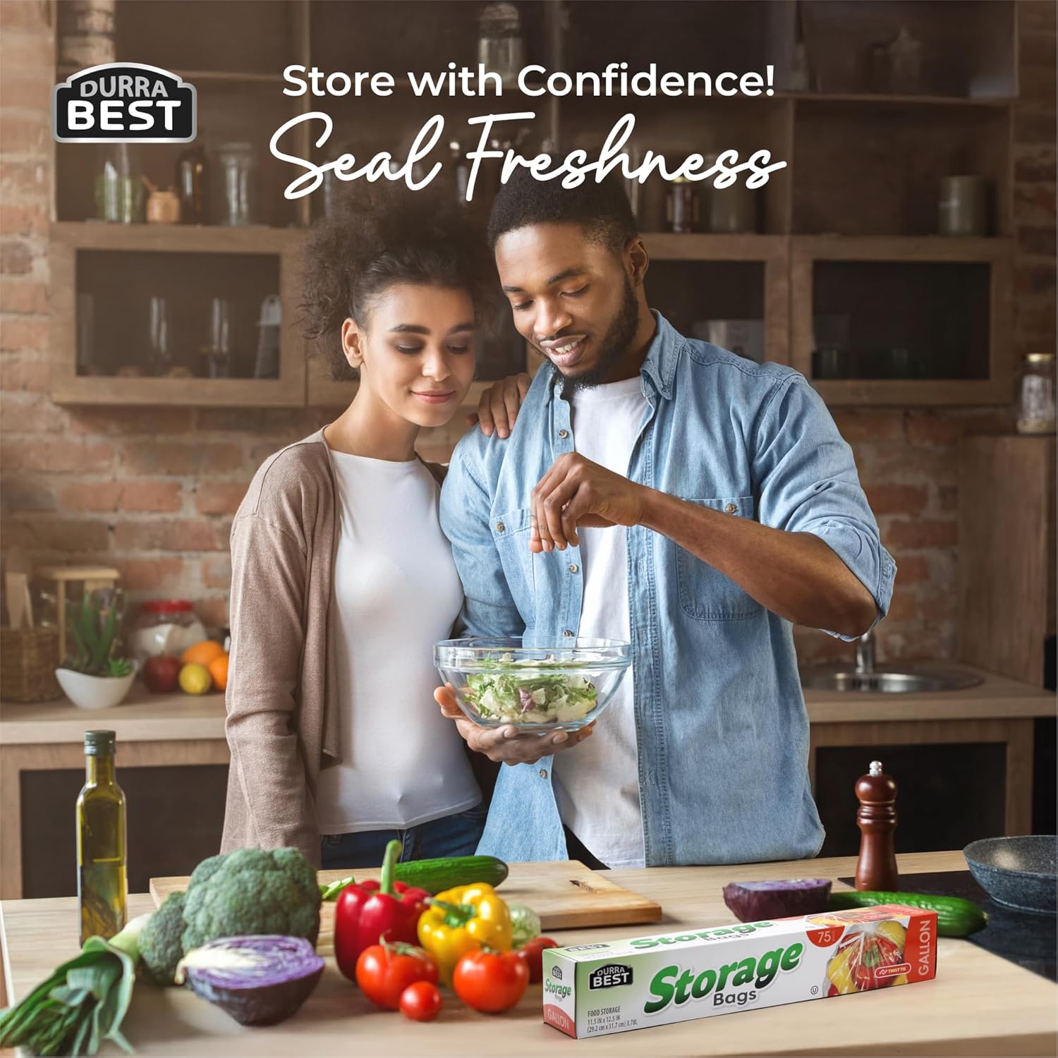 DURRA BEST. 1 Gallon Food Storage Bags with Twist Ties, 1800 Count, Disposable Plastic