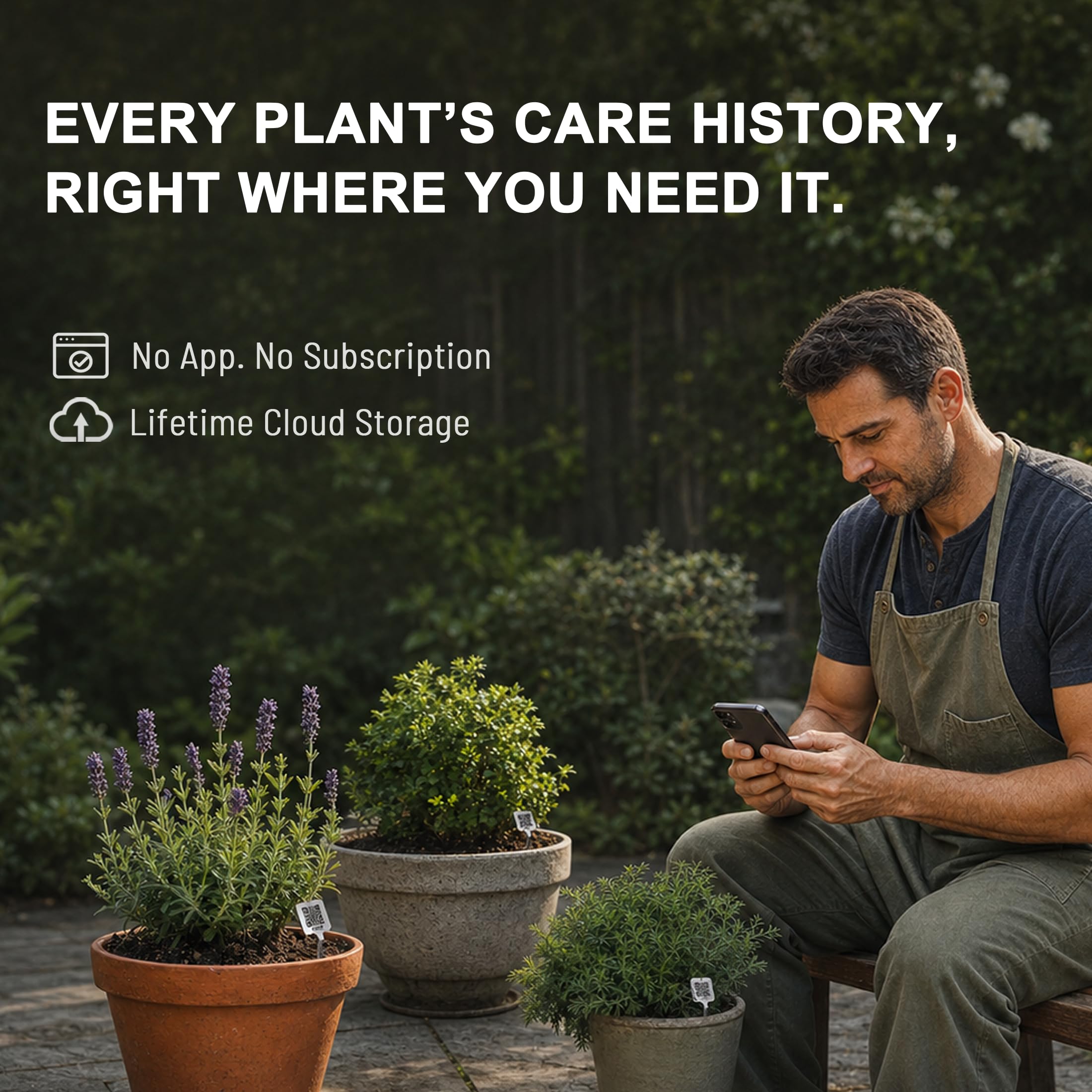 QR Pflanzenetiketten, Scan-to-Record Pflanzenpflege-Tracker, 20 Stück | 304 Edelstahl Wasserdicht Gartenmarker mit Digitaler Pflanzenpflege Log, Ohne App oder Abonnement für Baum, Blumen & Kräuter