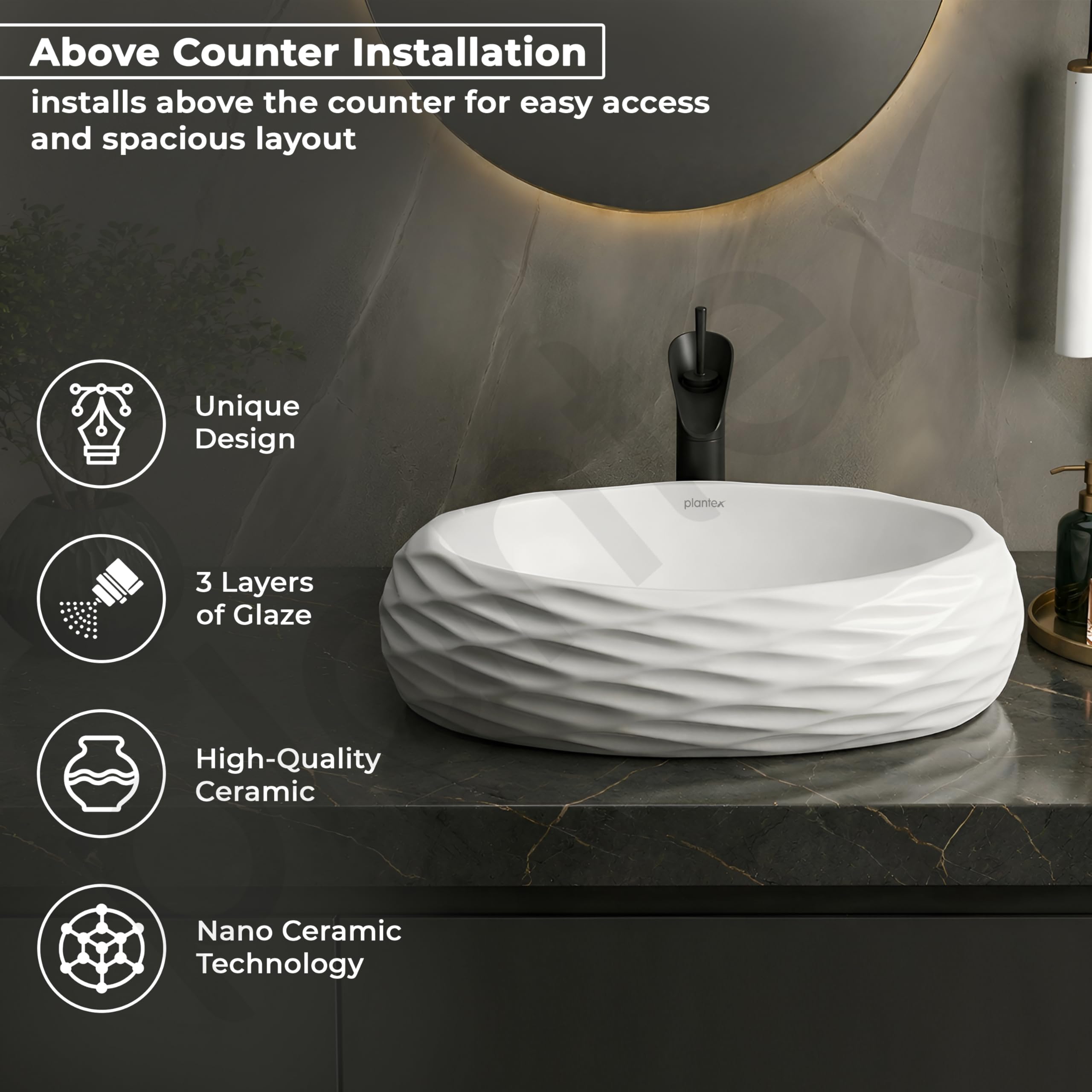 Plantex Ceramic Basin - Modern Bathroom Sink -2 Plantex Ceramic Basin - Modern Bathroom Sink -2