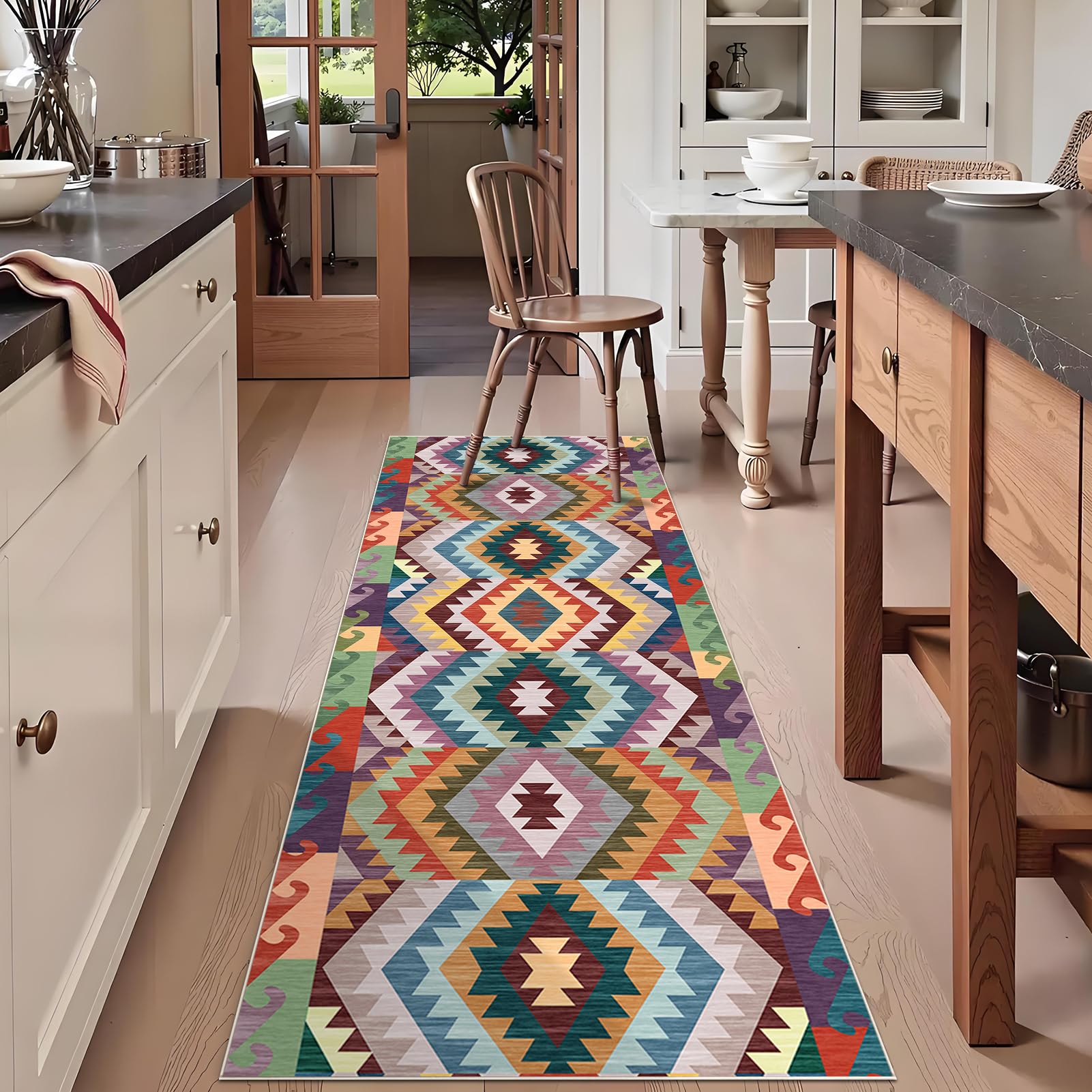Alfombra de cocina lavable con base antideslizante para pasillo estrecho