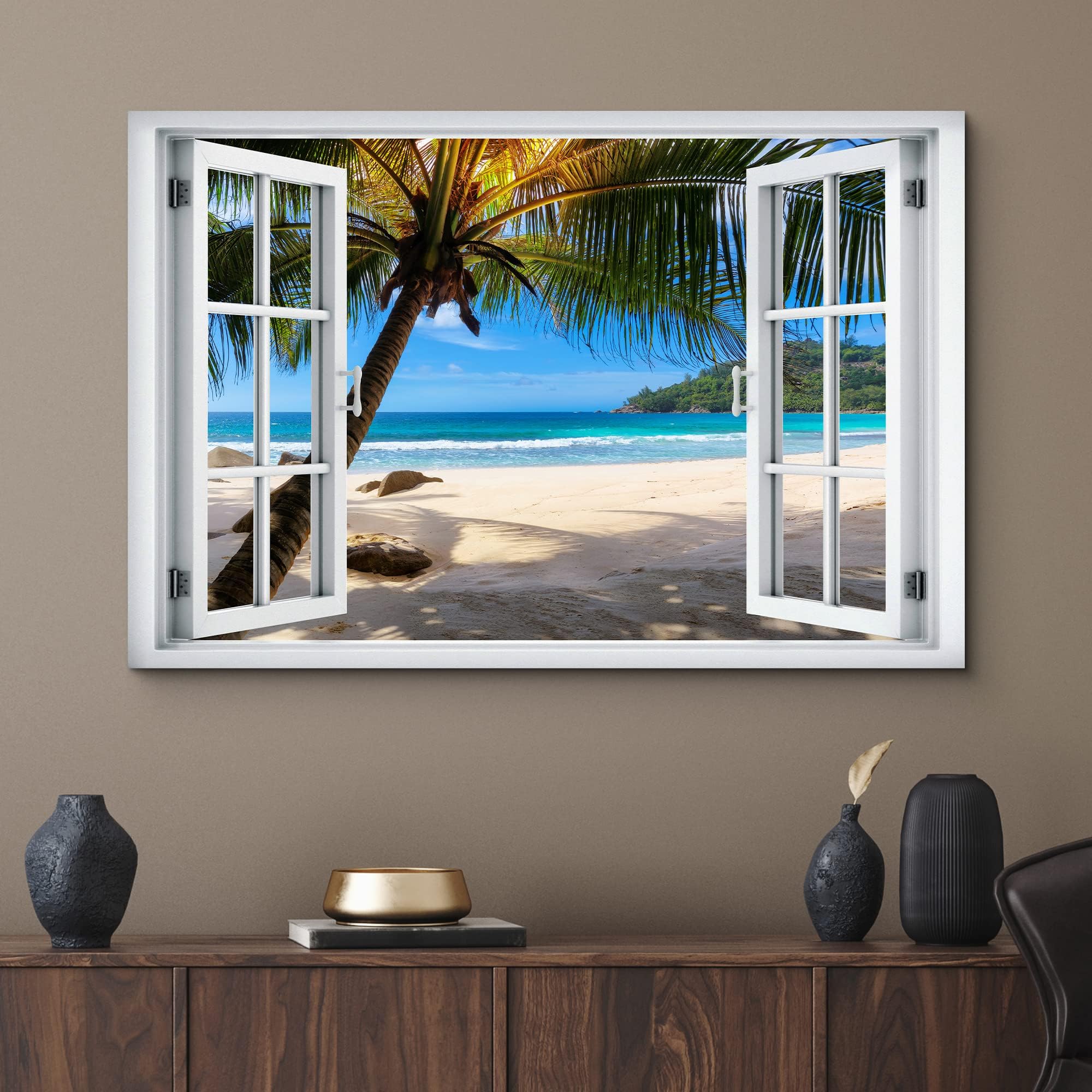 Amazon.com: wall26 Canvas Print Wall Art Window View Tropical