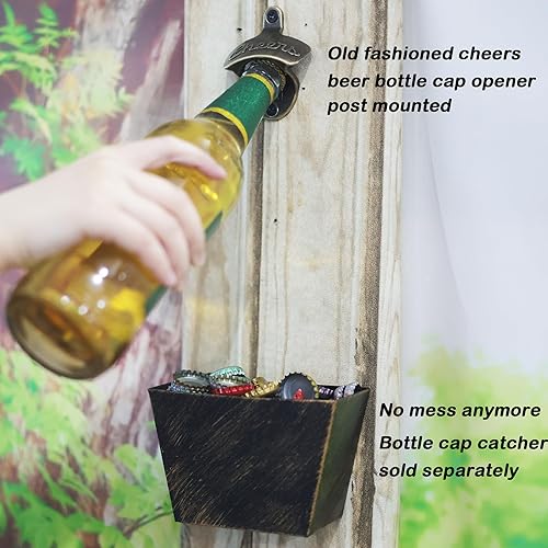 Miniatura 4 de Abridor de botellas de latón para montar en la pared, estilo vintage, bronce antiguo (paquete de 2)