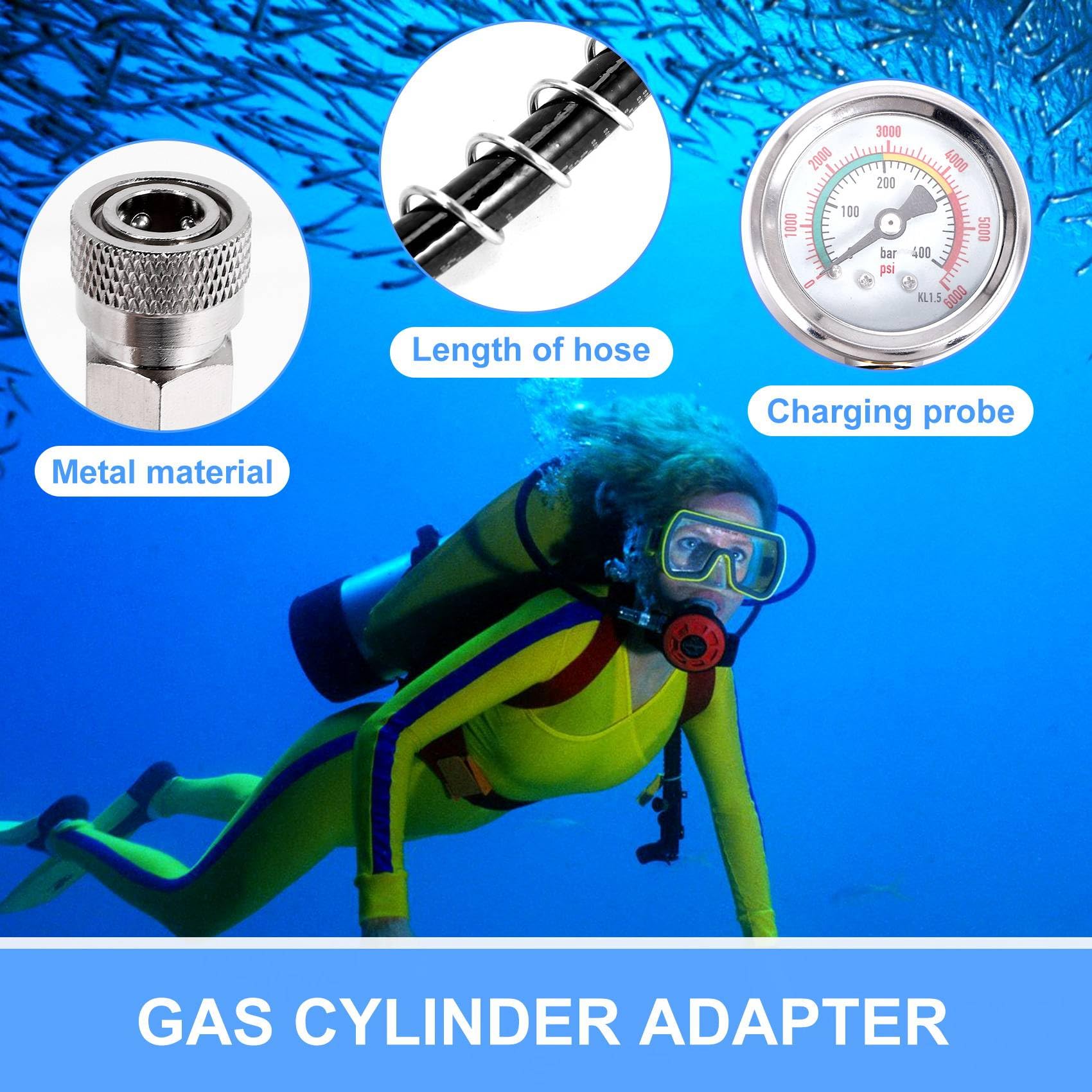 PCP - Adattatore per bombola a immersione con G5/8 DIN e 50 cm