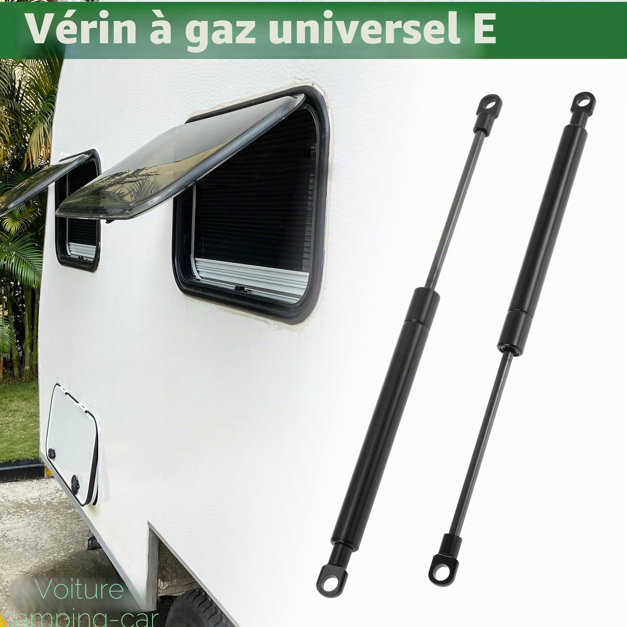X AUTOHAUX Lot de 2 vérins à gaz 300 mm - 150 N/15 kg - En acier au carbone noir - Pour boîte à outils de voiture de camping-car, couvercle de boîte de rangement, couvercle de porte d'armoire