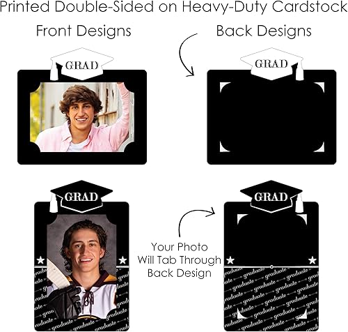 Miniatura 5 de Kit de centro de mesa de exhibición de fotos de graduación, 15 varillas de doble cara, soportes verticales y horizontales de 4 x 6 pulgadas, juego