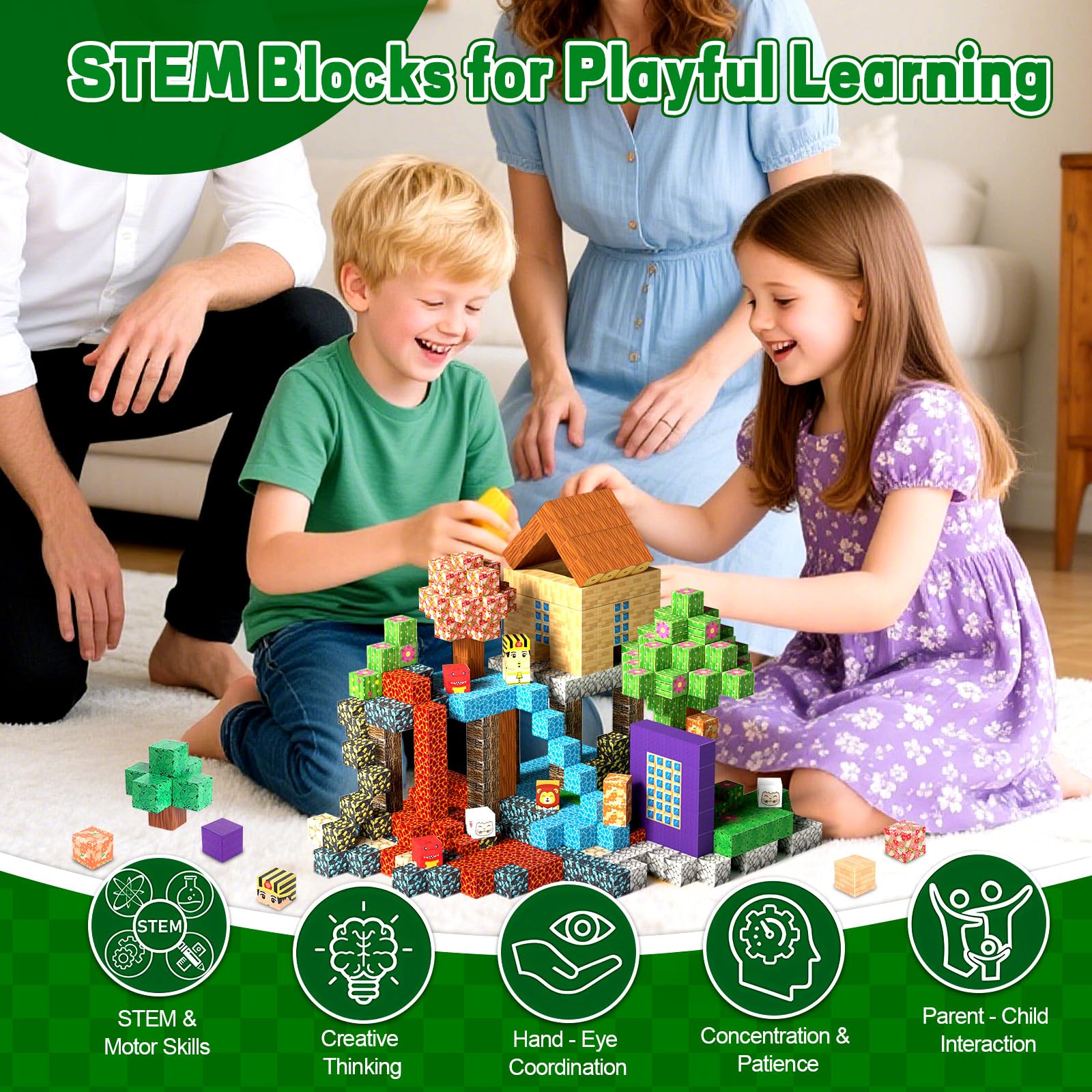 150 Piezas Cubos Magnéticos, Construcciones Magnéticas Bloques, Bloques de Construcción Magnéticos, Juguetes de Construcción de Cubos Magnéticos, Juguetes Creativos para Niños y Niñas Partir de 3 Años