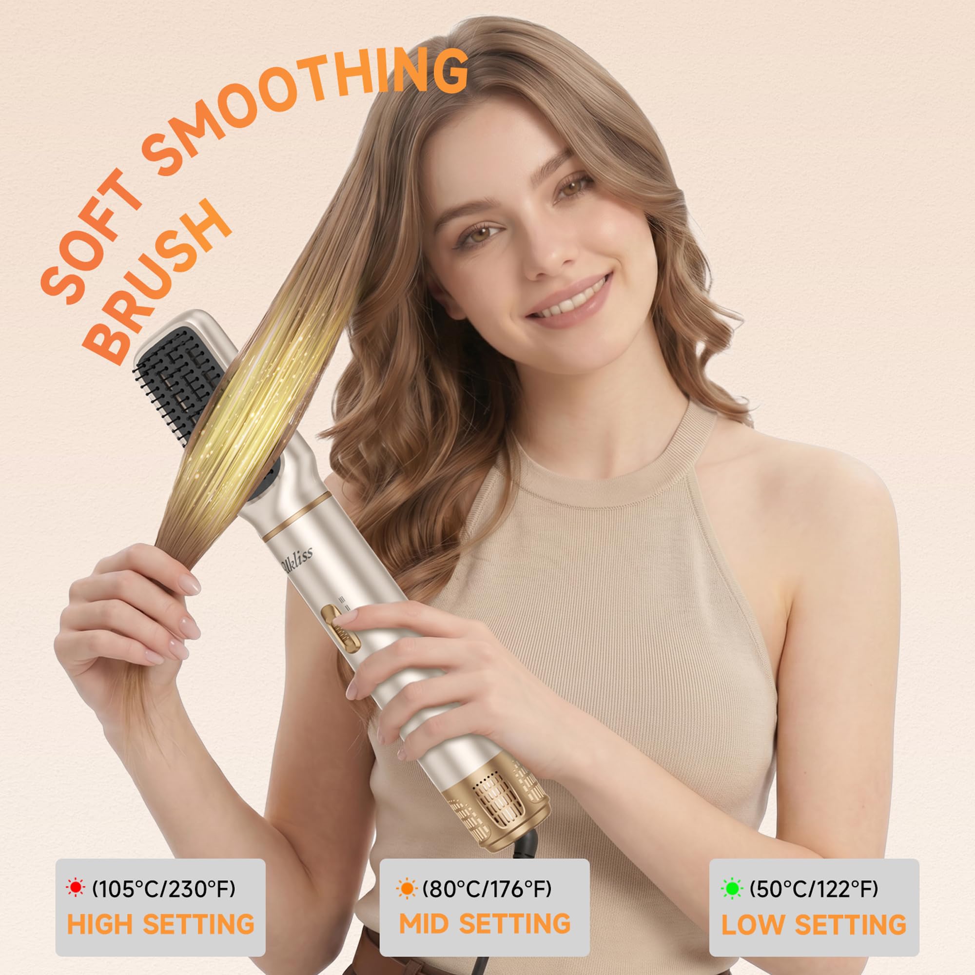 UKLISS Hairstyler - Set 5 in 1 con spazzola rotonda per capelli da 1000 W, con arricciacapelli ad aria, spazzola ad aria calda, spazzola per asciugacapelli, spazzola lisciante, per asciugare e