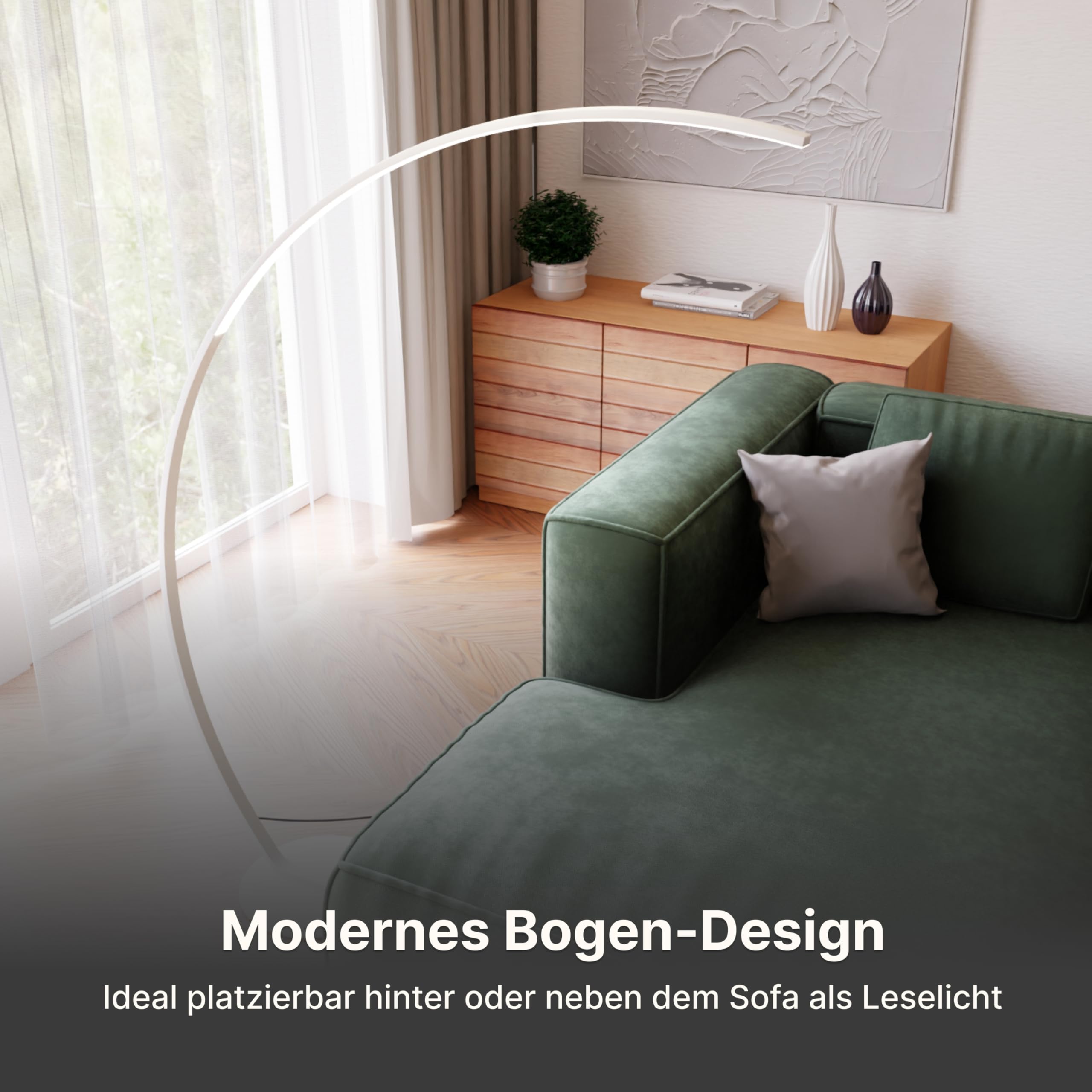 Stehlampe Bogenlampe 'Mavea' dimmbar LED Wohn & Schlafzimmer Bogenleuchte Leselampe Bogenstehlampe Smart Home Amazon Alexa Google Home Tuya