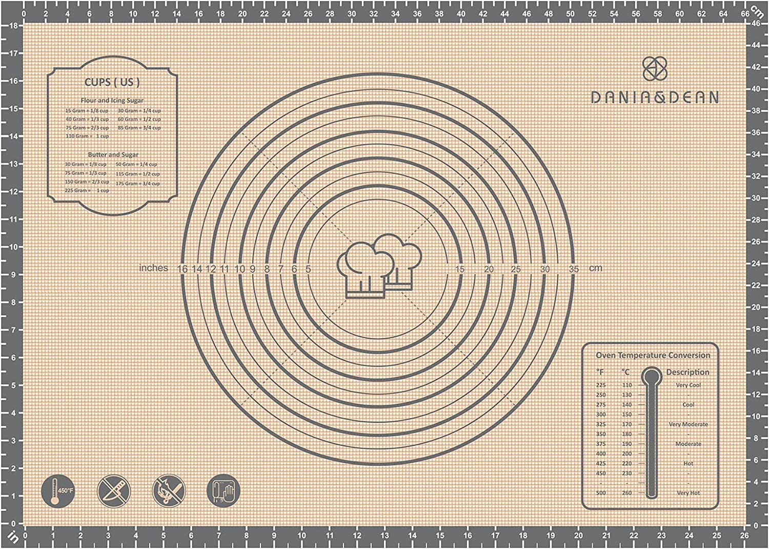 Baking Mat, 26" x 16" Large Silicone Non-slip Baking Pastry Mat with Measurement, Non Stick Silicone Mats for Kitchen Counter, Fondant Mat, Counter Mat, Dough Rolling Mat, Oven Liner, Pie Crust Mat