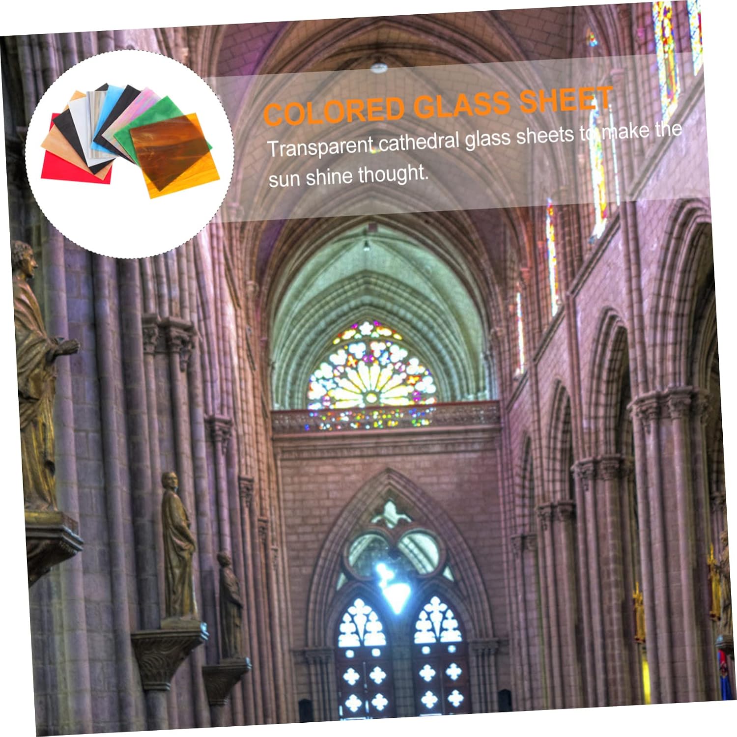 NUOBESTY 10pcs Cathedral Glass Sheets DIY Mosaic Kit for Wall Decor Stained Glass Craft Water Ripple Pattern