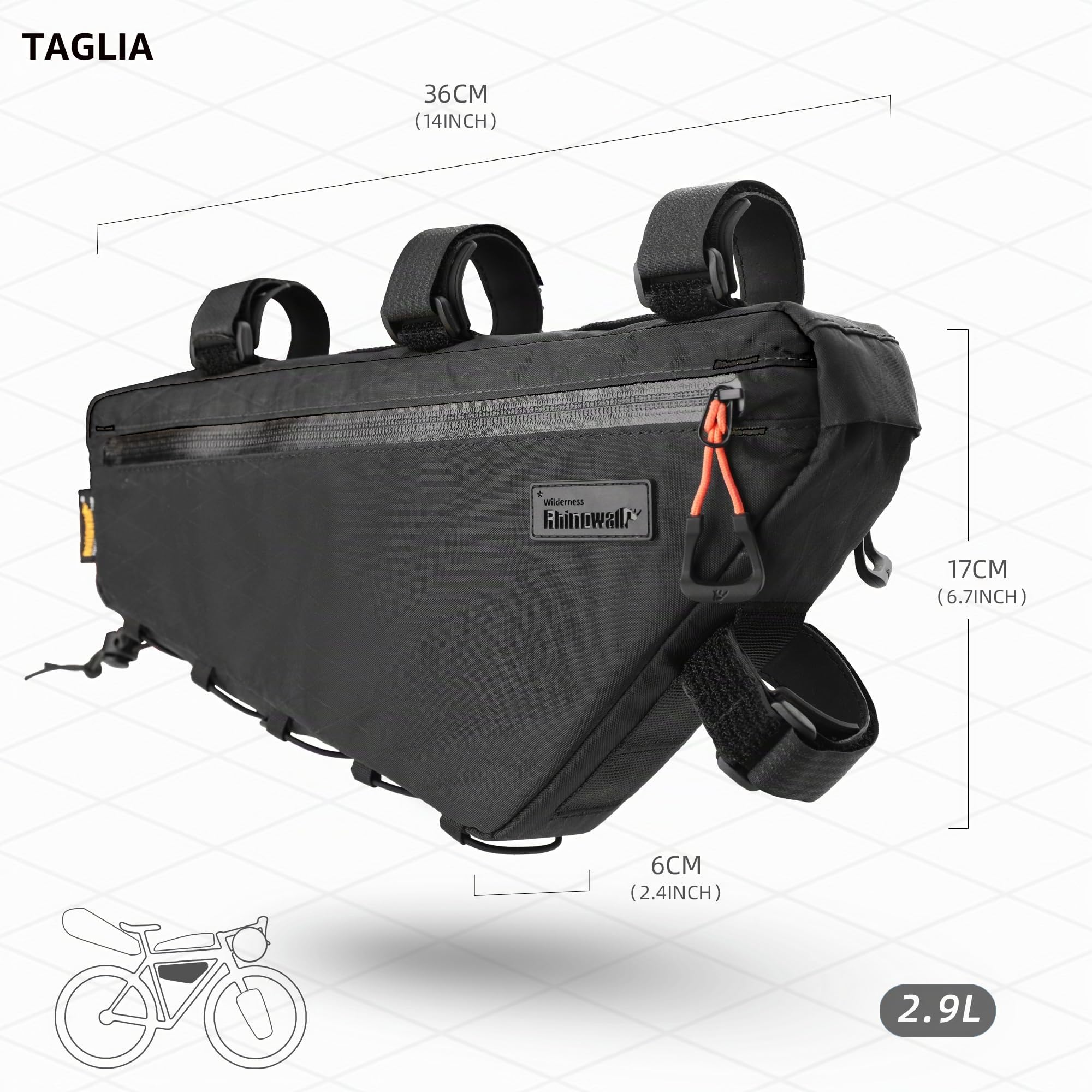 Rhinowalk borsa per telaio bici triangolare tubo superiore custodia touring bikepacking
