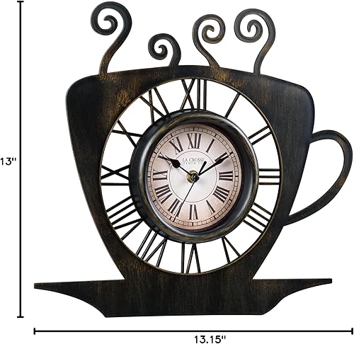 Miniatura 6 de La Crosse 404-3833B - Reloj de pared analógico de cuarzo con taza de café con leche de 13 pulgadas
