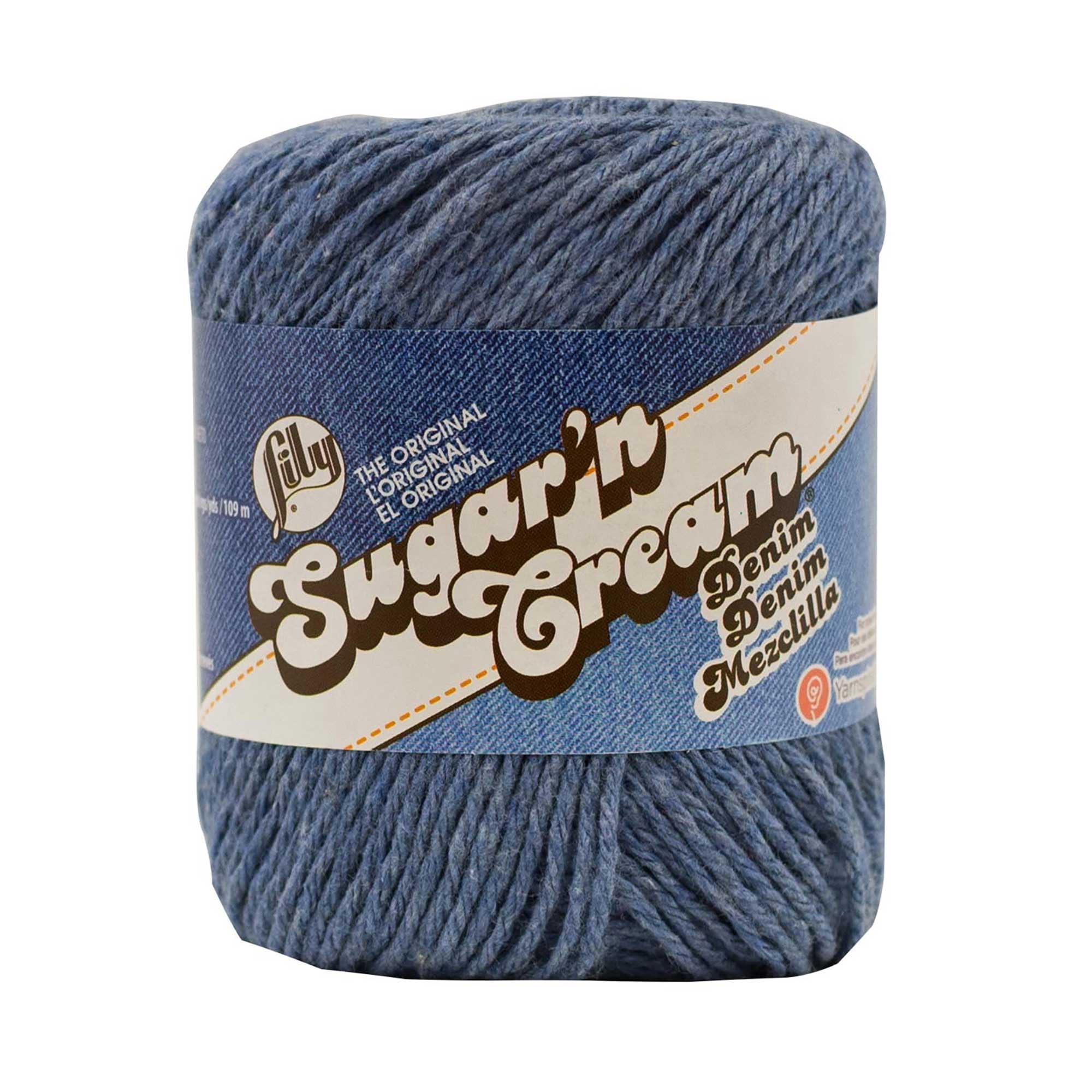 Sugar 'N Cream The Original Solid Yarn, 2.5oz, Medium 4 Gauge, 100% Cotton - Blue Denim - Machine Wash & Dry