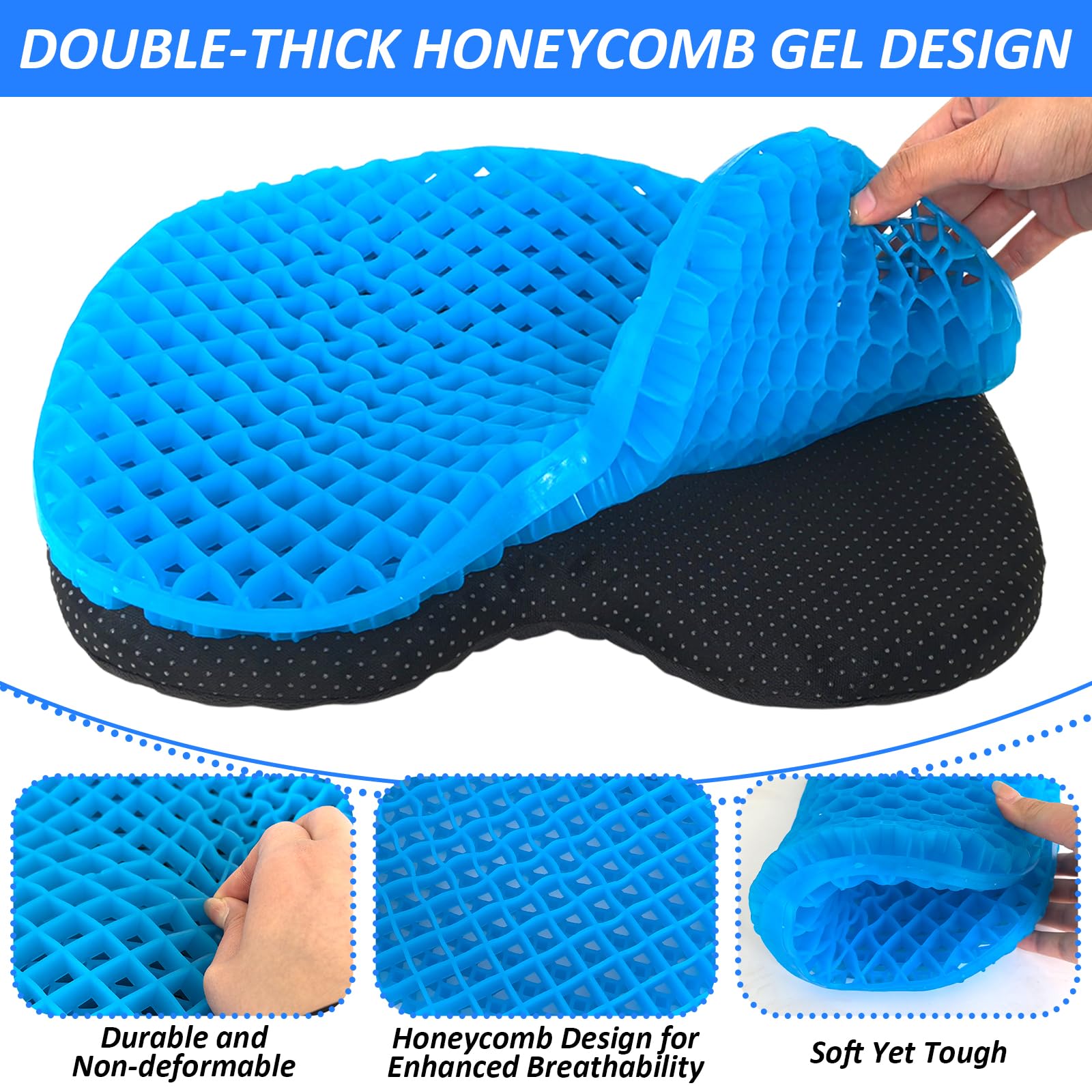 Juego de 2 asientos antideslizantes para kayak: asientos transpirables en forma de U con fundas antideslizantes y una capa gruesa de gel impermeable,