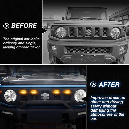 Miniatura 3 de Autorder Compatible con luces LED para parrilla Suzuki Jimny 2018-2022 2023 2024 2025 JB64W JB74W Accesorios Bombillas delanteras de advertencia con