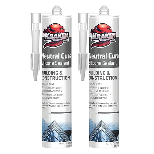 Kraken Bond Sellador de silicona 100% impermeable para construcción y construcción, sin disolventes, bajo olor, resistente a los rayos UV y al agua,