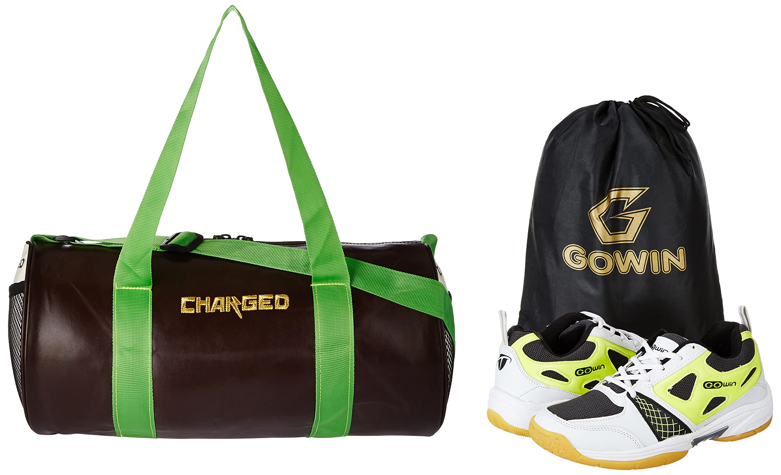Charged Sports Bag Adena Brown with Gowin Court Shoe Staunch White Grey Lime Size 6-image-23