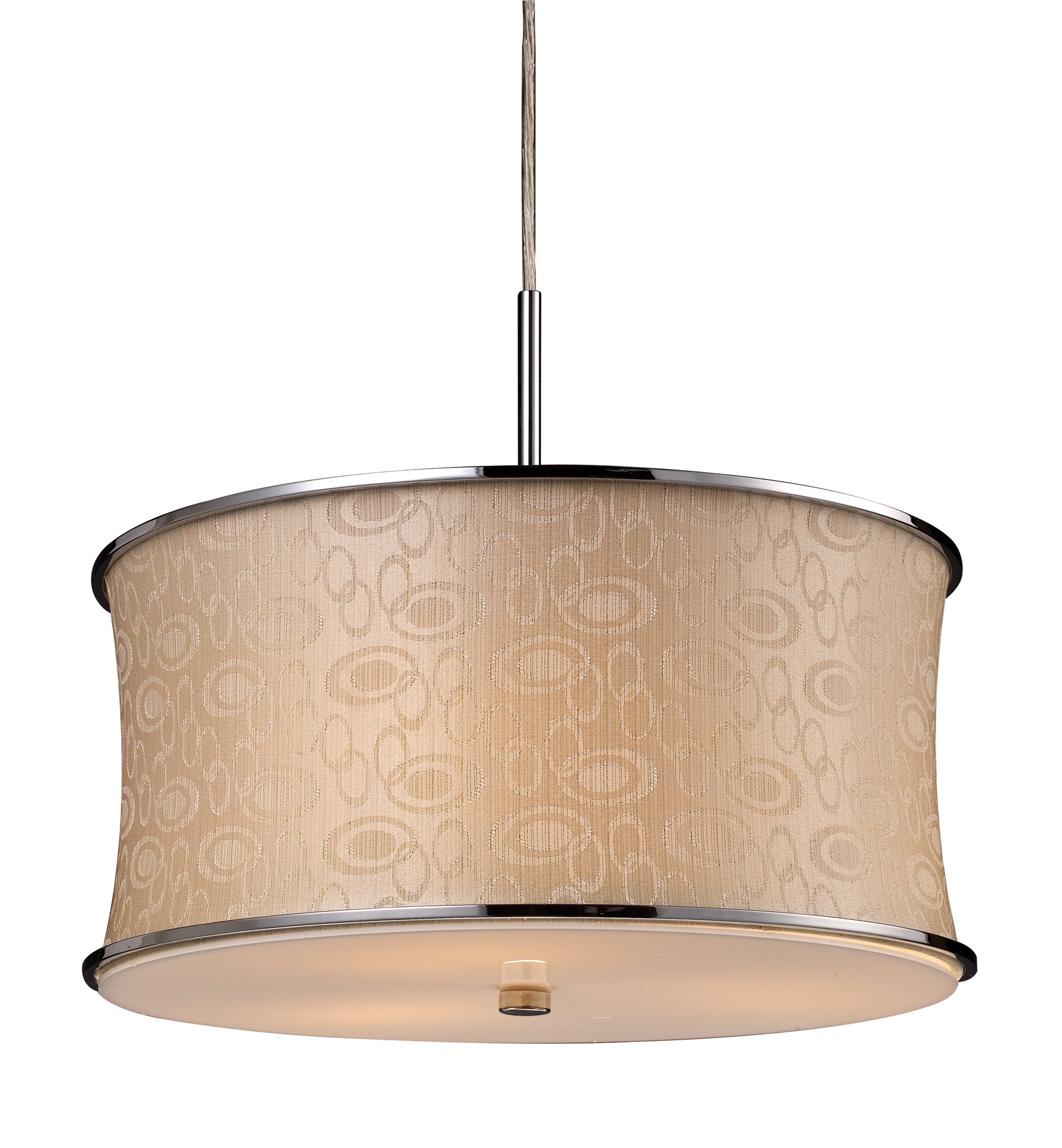 Elk 20025/3 Fabrique 3-Light Drum Pendant in Polished Chrome and Retro Beige Shade