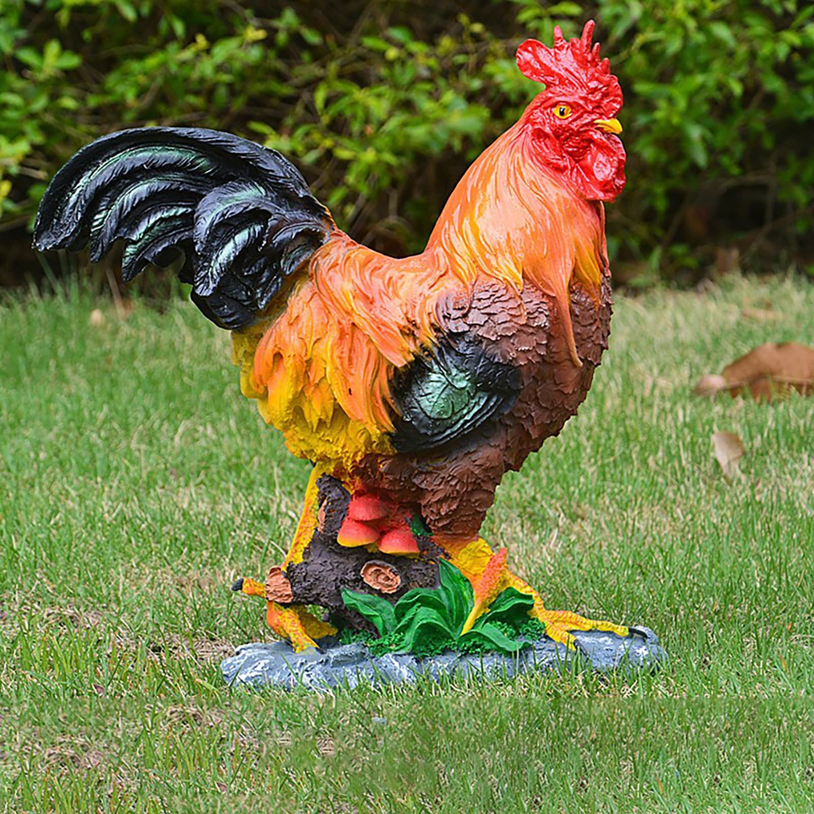 BestAlice Scultura da Giardino Realistica con Gallo, Statue di Pollo in Resina Uniche per L'Arredamento del Giardino, Statua di Gallina di Simulazione per Il Tuo Giardino, Prato o Patio(Gallo marrone)