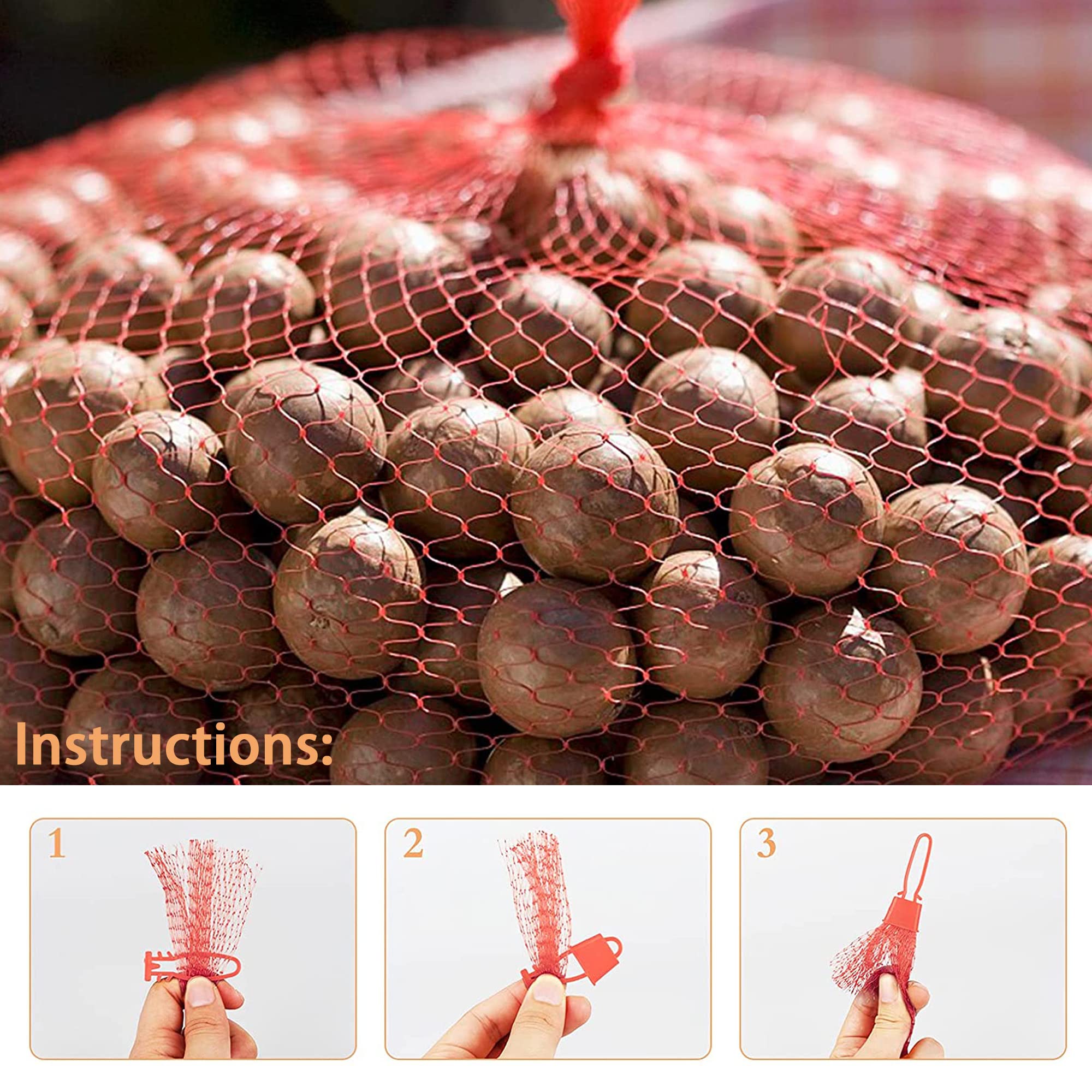 100 Sacchetti Rete Riutilizzabili Con Fibbie - Per Frutta, Verdura, Noci E Giocattoli - Foto 8