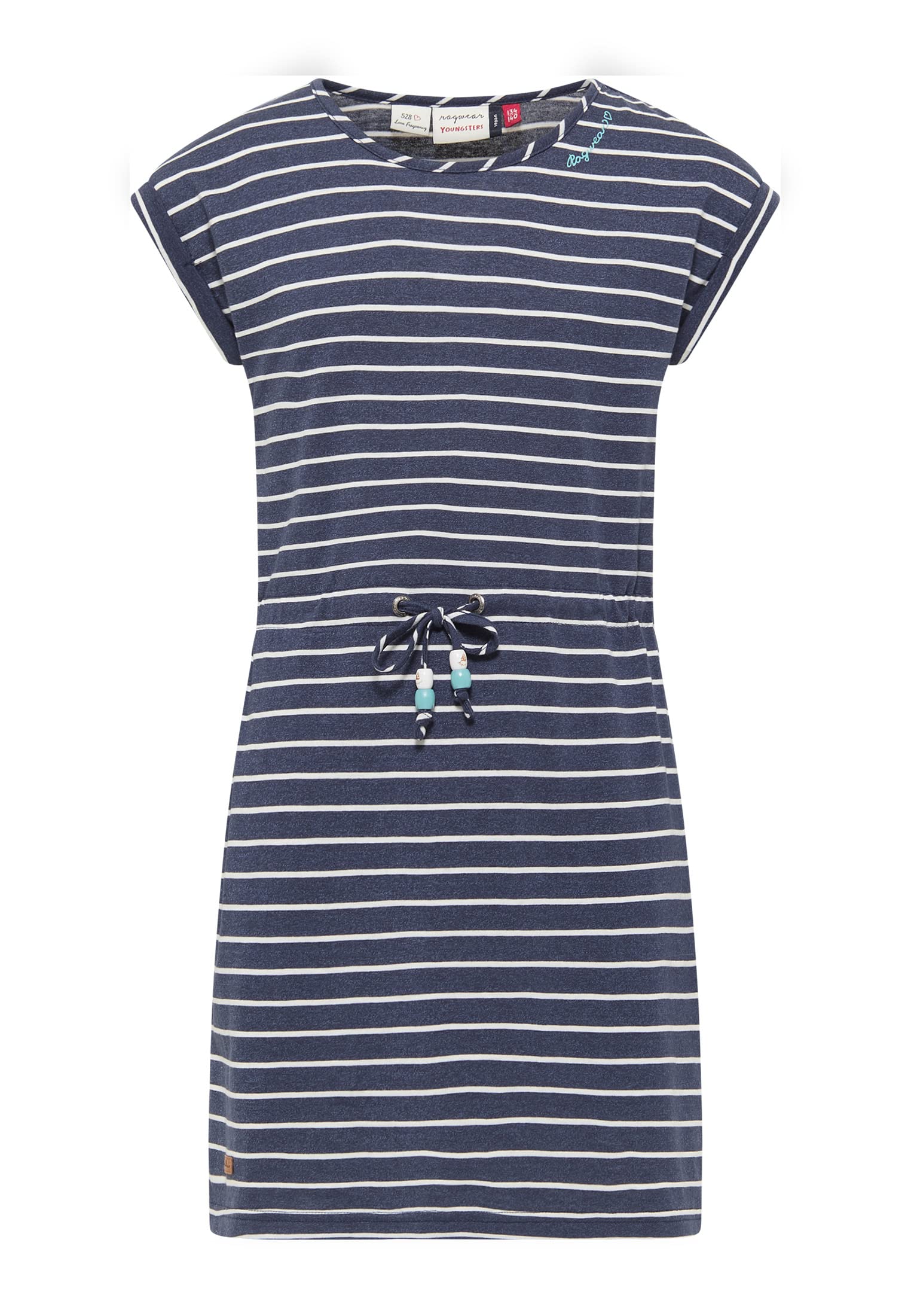 Ragwear Mädchen Kleid Lippi Stripes Dress Sommerkleid gestreift Marine aus weicher Baumwolle