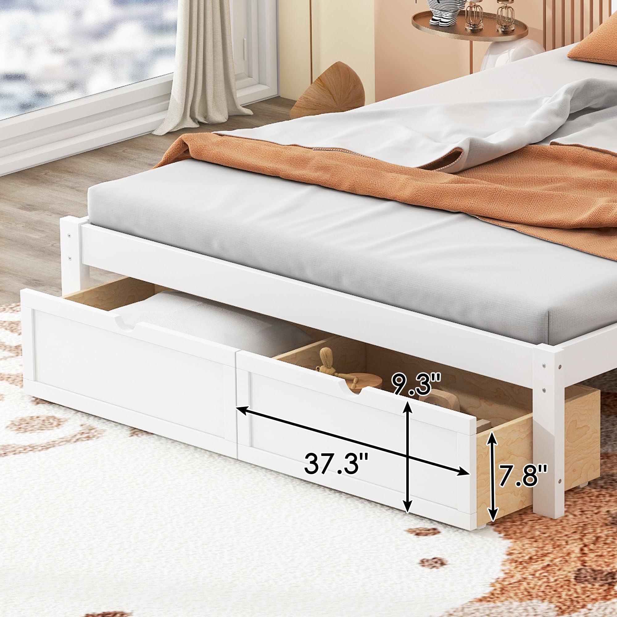 Amazon.com: SOFTSEA Full Size Bed Frame with Drawer Rustic