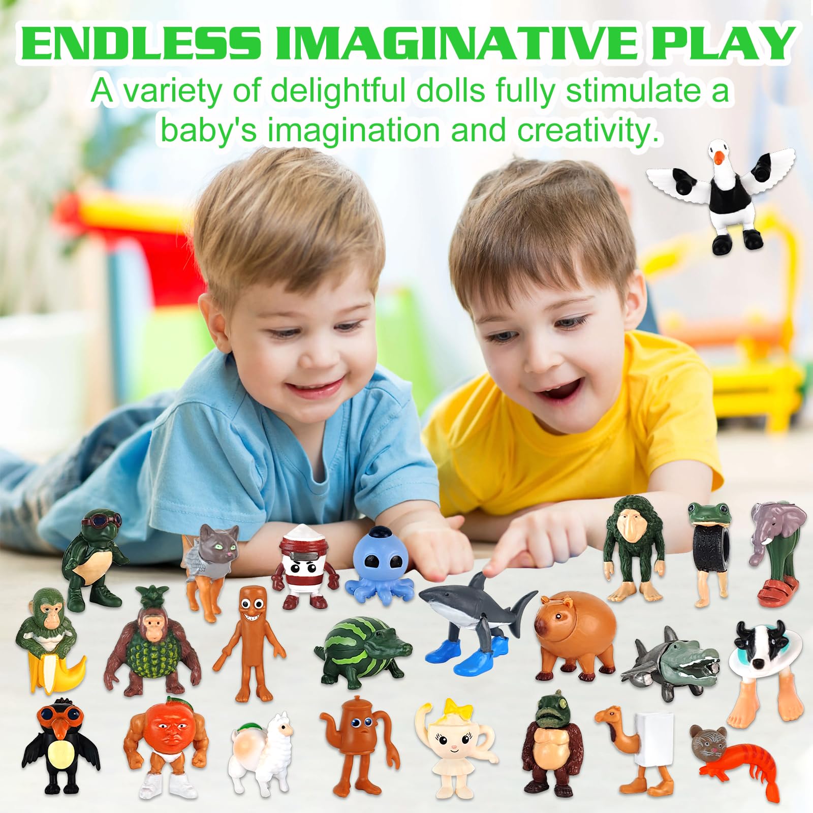 24PCS Italian Brainrot Action Figures Set,Tung Tung Tung Sahur Figures,Funny Collectible Figures,Creative Shark,Monkey and More Toys,Funny Collectible Desk Toy Gifts for Fans,Colleagues,Friends - Image 3