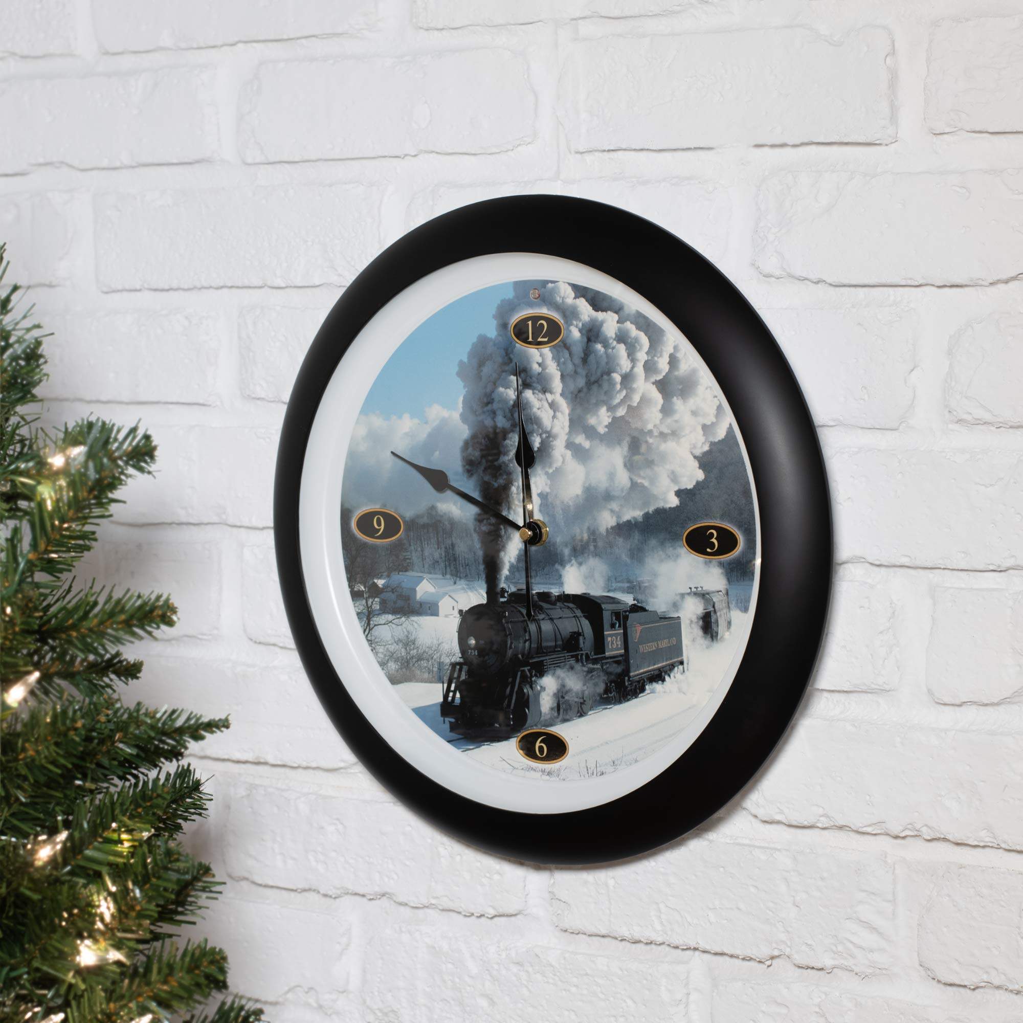 Mark Feldstein Locomotive Legends Steam Engine Train Sound 13 Inch Wall Clock