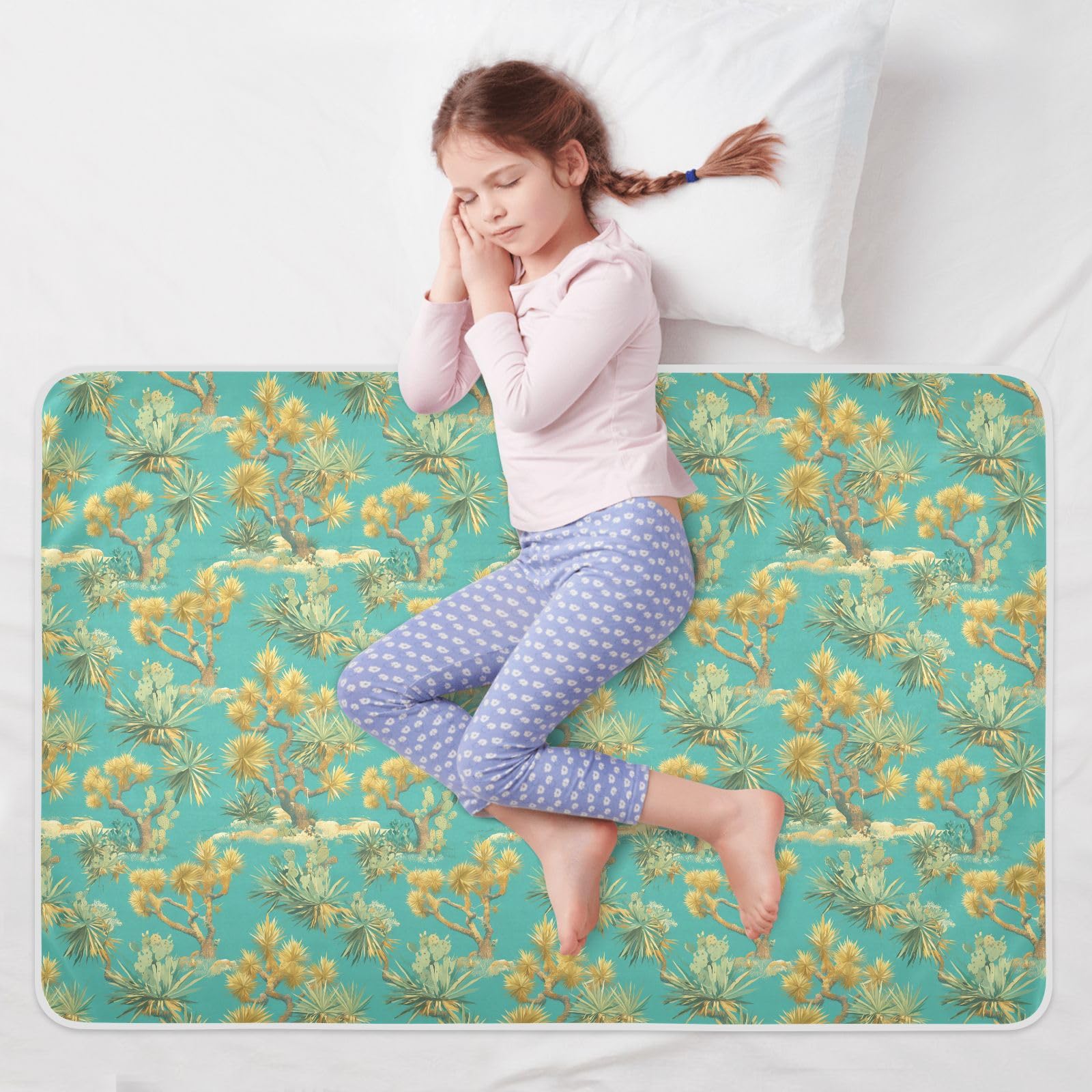 Desert Greens Tapis d'apprentissage de la propreté réutilisable extra large résistant à l'eau Tapis à langer antidérapant pour enfants adultes animaux domestiques 132,1 x 86,4 cm (L x l)