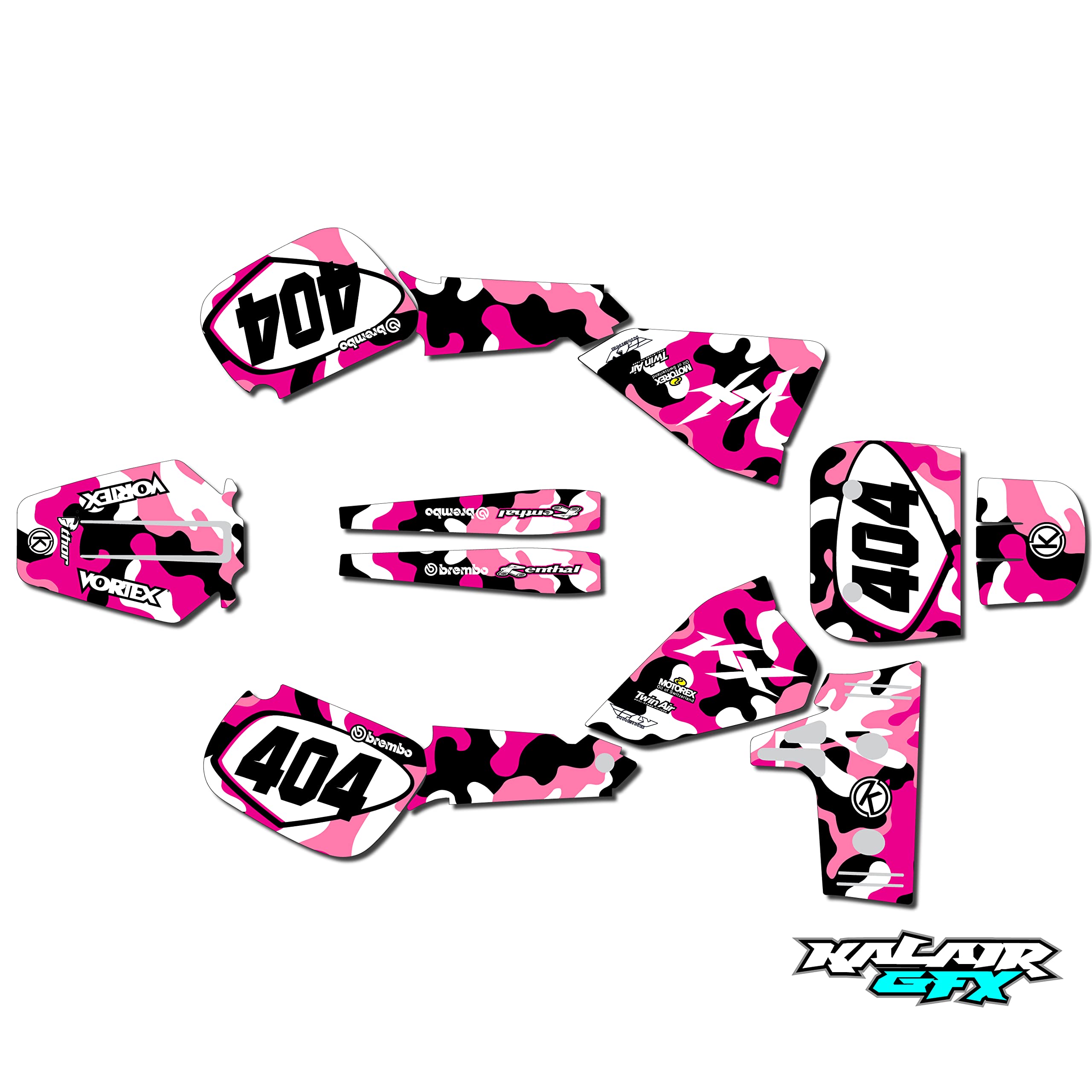 Kalair GFX Graphics Kit for Kawasaki KX60 KX 60 (1984-2004) Invasion Series Pink 16 Mil-Dirt pit bike motorcycle stickers,dirtbike racing decal automotive motocross accessories no plastics