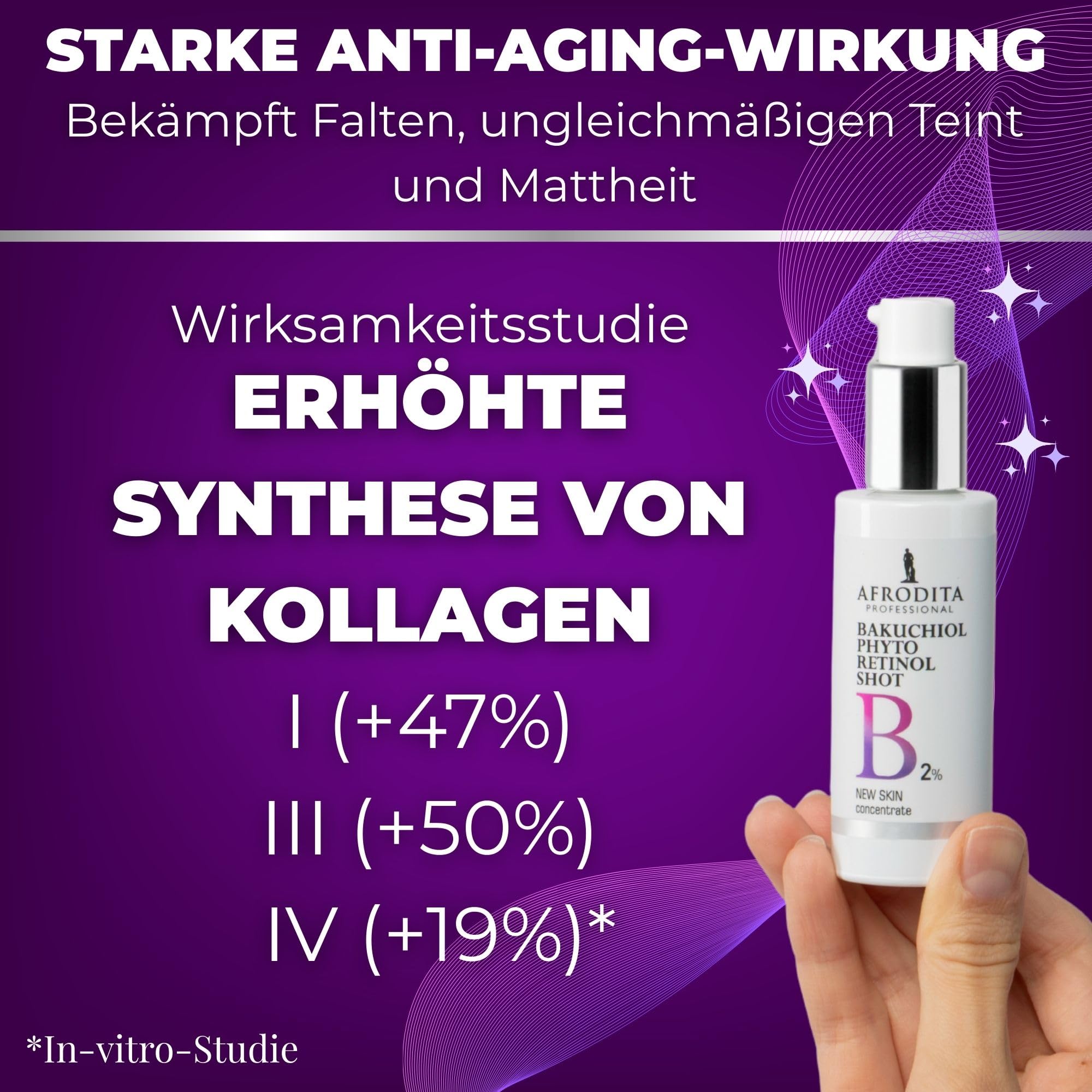 Afrodita Professional Bakuchiol Phyto Retinol Shot 2%, Gesichtsserum mit Sytenol A, Panthenol, Beta-Glucan und Squalan, duftstofffrei, vegan, 30 ml