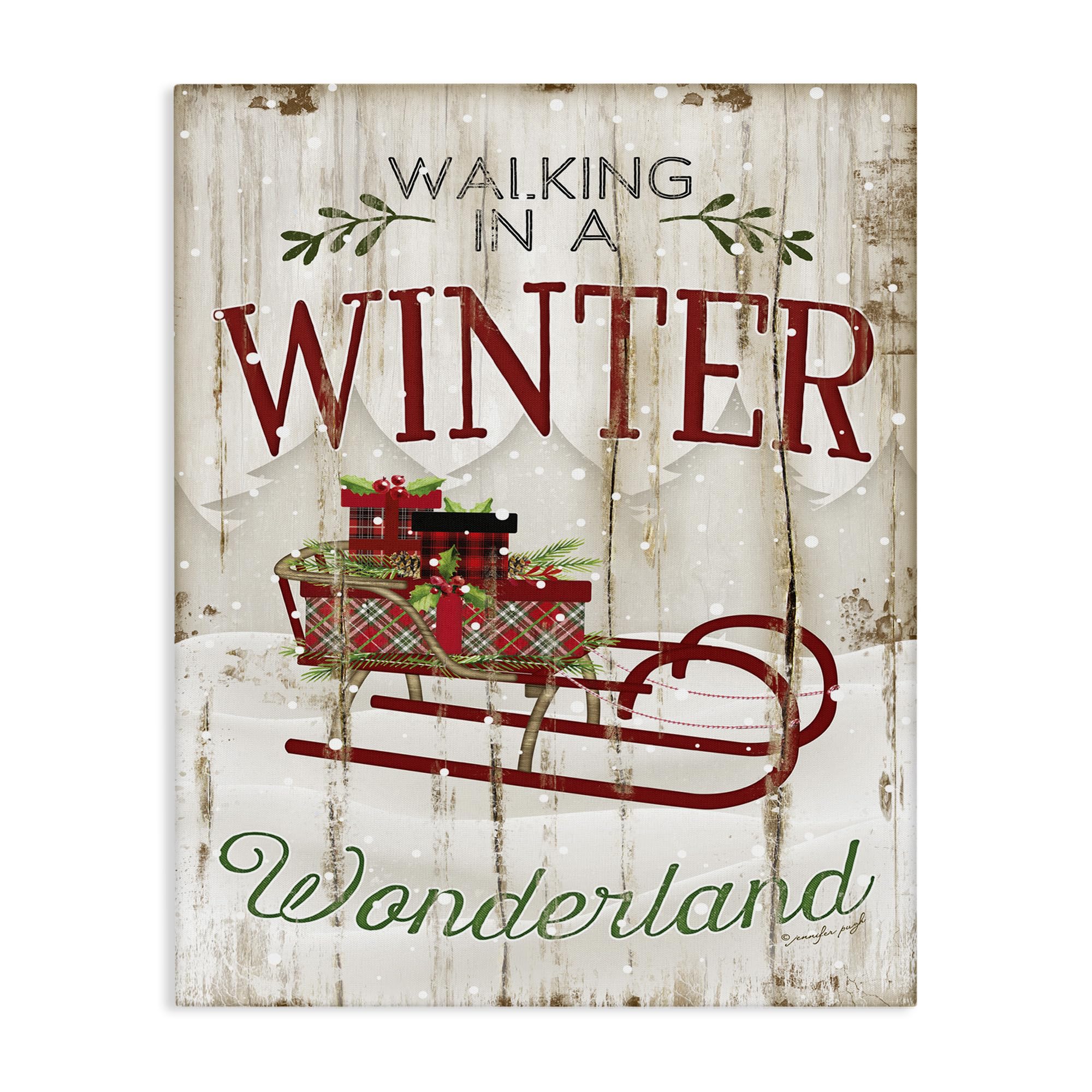 Amazon.com: Stupell Industries Winter Wonderland Red Sleigh
