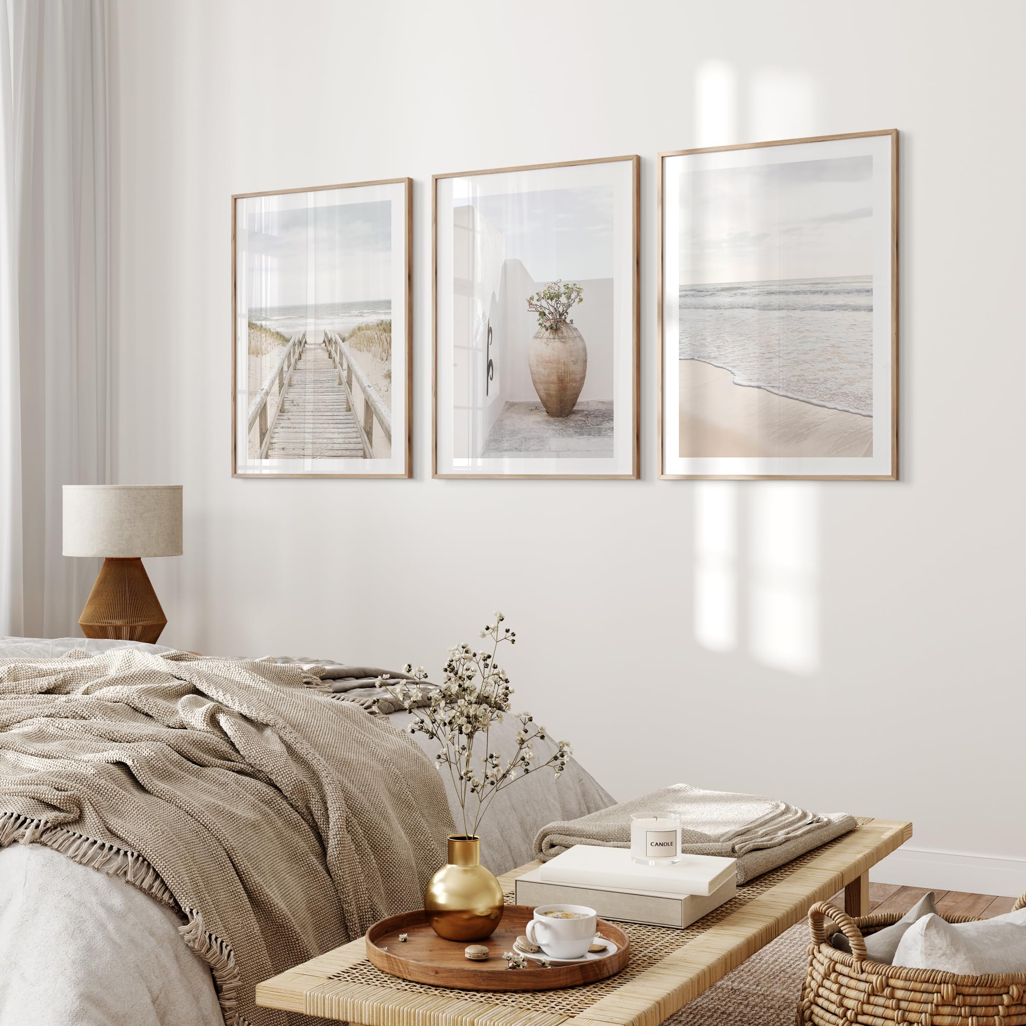 OHBIMBA® Set De 3 Cuadros Decoracion Salon Modernos Con Laminas Decorativas Pared Decoracion Marinera - Cuadros Decorativos Decoracion Pared - Lienzos Decorativos Tamaño 50 X 70 cm - Colección Playa