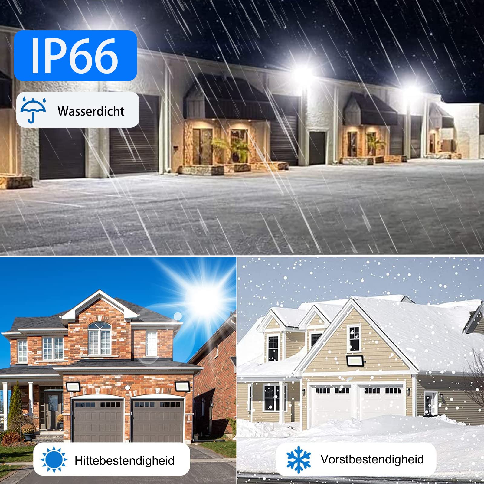 Projecteur Exterieur led 50W Spot led Extérieur avec prise mâle IP66 Etanche Eclairage de Sécurité avec 3m câble, Super lumineux Lumières d'inondation pour Jardin Patio Garage, Blanc chaud 3000K