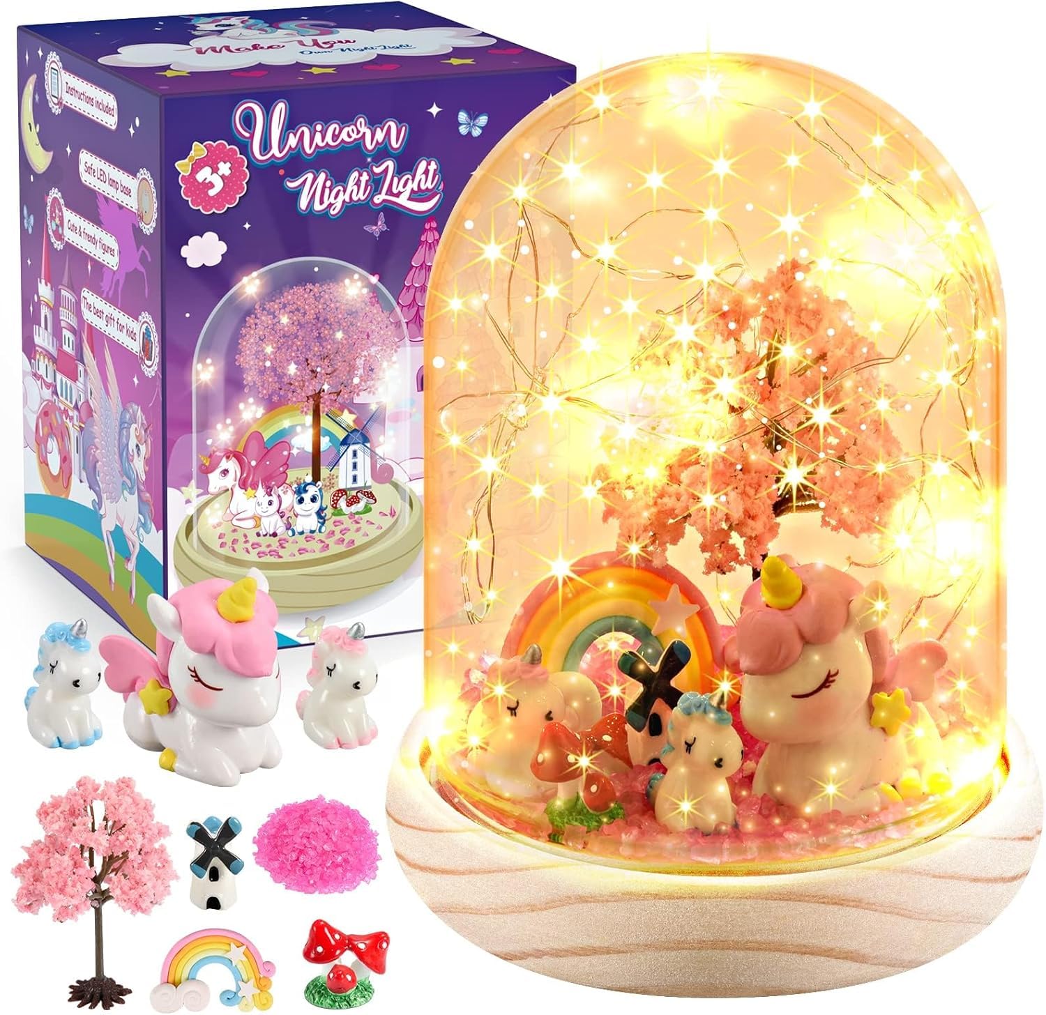 MKAKYES DIY Unicornio Luz Nocturna Infantil, Juguetes Niña 3-12 Años, Kit de Manualidades Creativas, Regalo Unicornio para Niñas de 3 a 12 Años