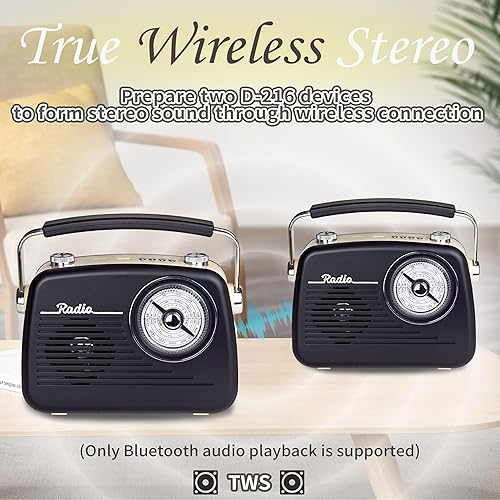 Miniatura 4 de Radios portátiles AM FM SW, receptor de transistor retro de recepción fuerte, altavoz Bluetooth, enchufe de corriente alterna en la pared, funciona