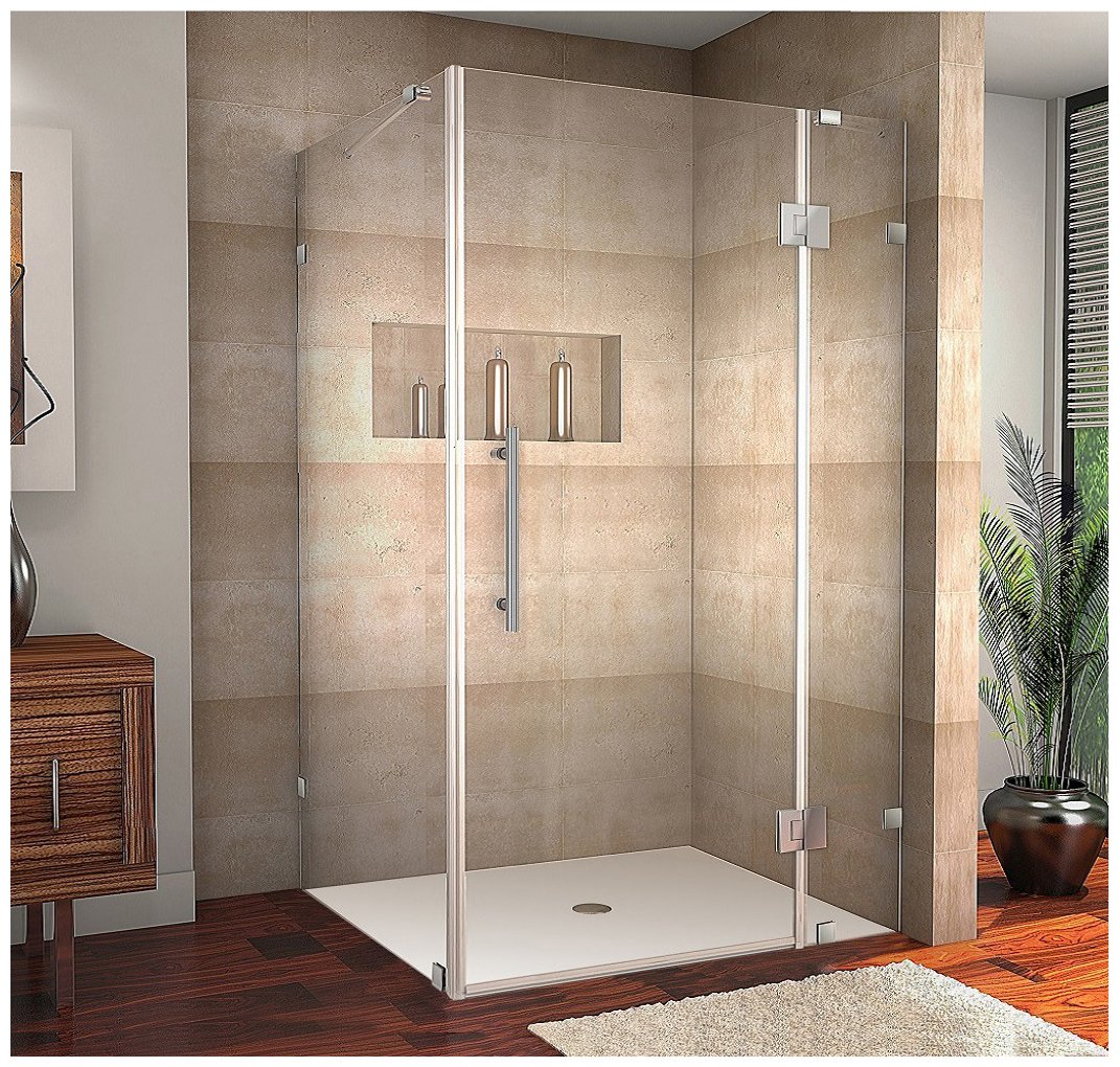 Aston Avalux Completely Frameless Shower Enclosure, Brushed Stainless Steel SEN987 