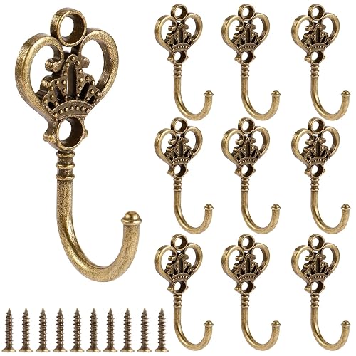 10 PCS Vintage Metal Wall Hooks, Bohemian Decorative Hook with