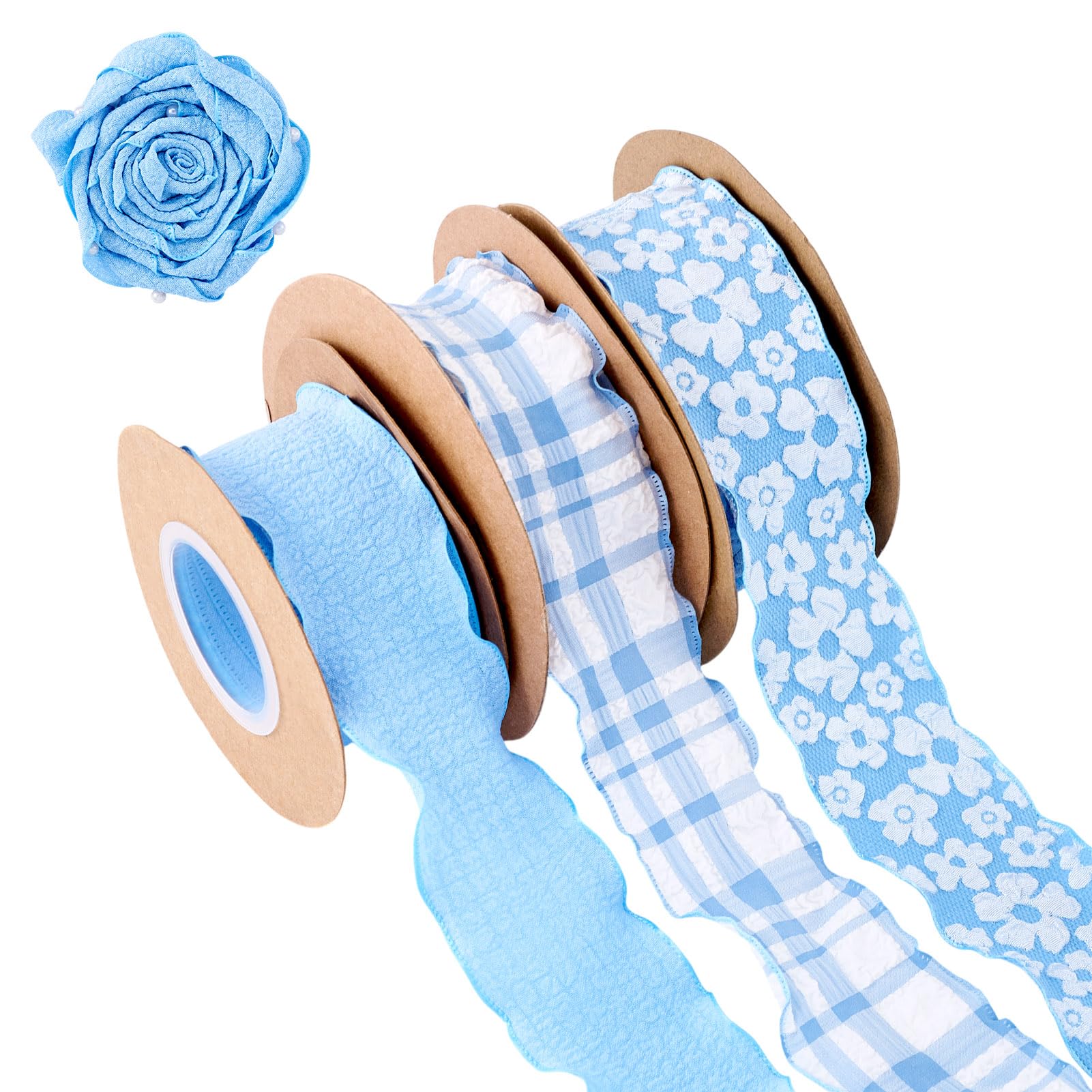 Ruban floral à carreaux bleus pour sublimer vos décorations de table et bouquets de mariage