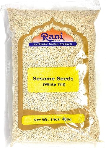 Rani Semillas de sésamo blancas enteras, sin cáscara (grano), 14 onzas (400 gm), totalmente naturales, aptas para gluten, sin OMG, vegano, origen